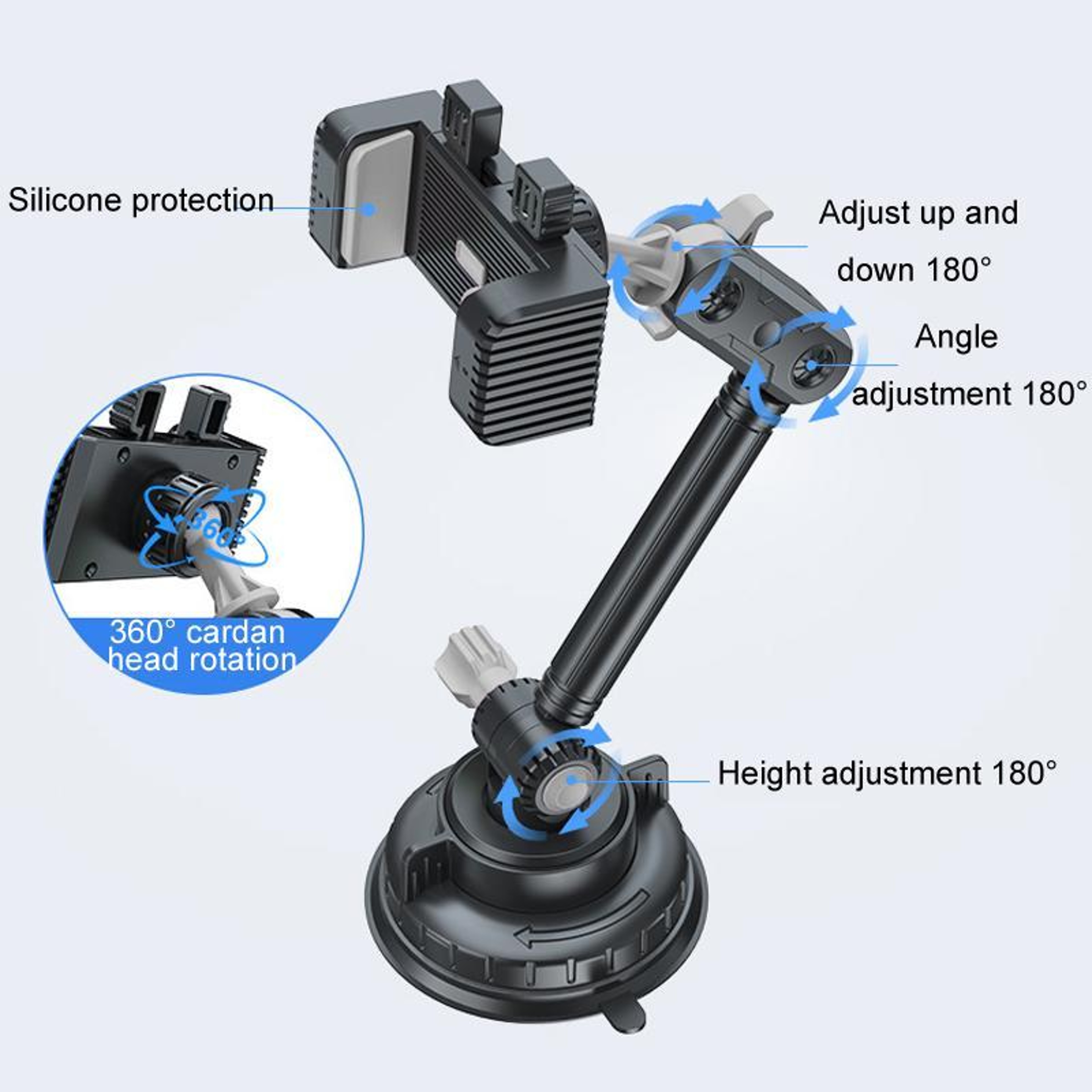 Powerful Car Phone Holder Windshield Suction Cup Phone Holder Adjustable Navigation Mount 6