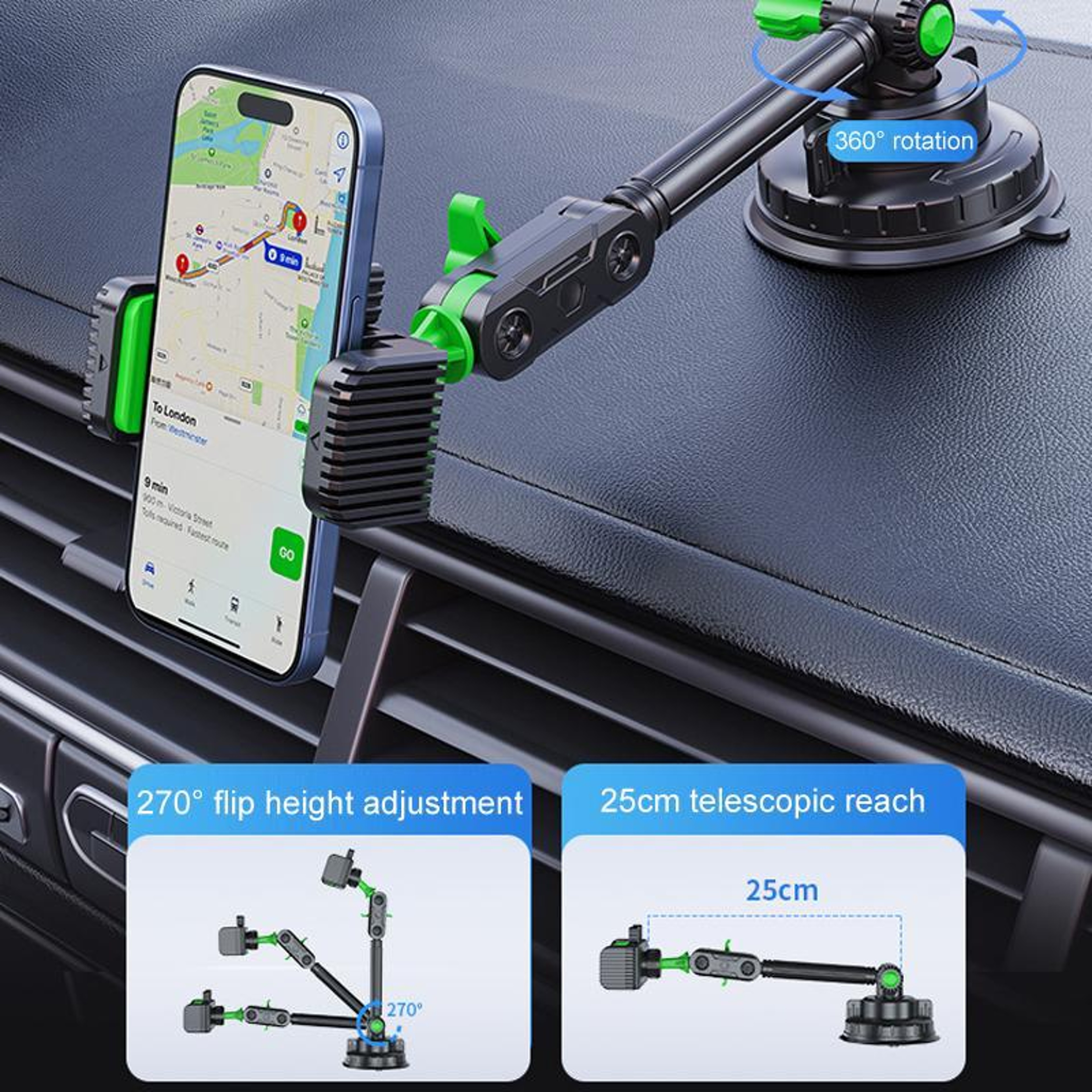 Powerful Car Phone Holder Windshield Suction Cup Phone Holder Adjustable Navigation Mount 11
