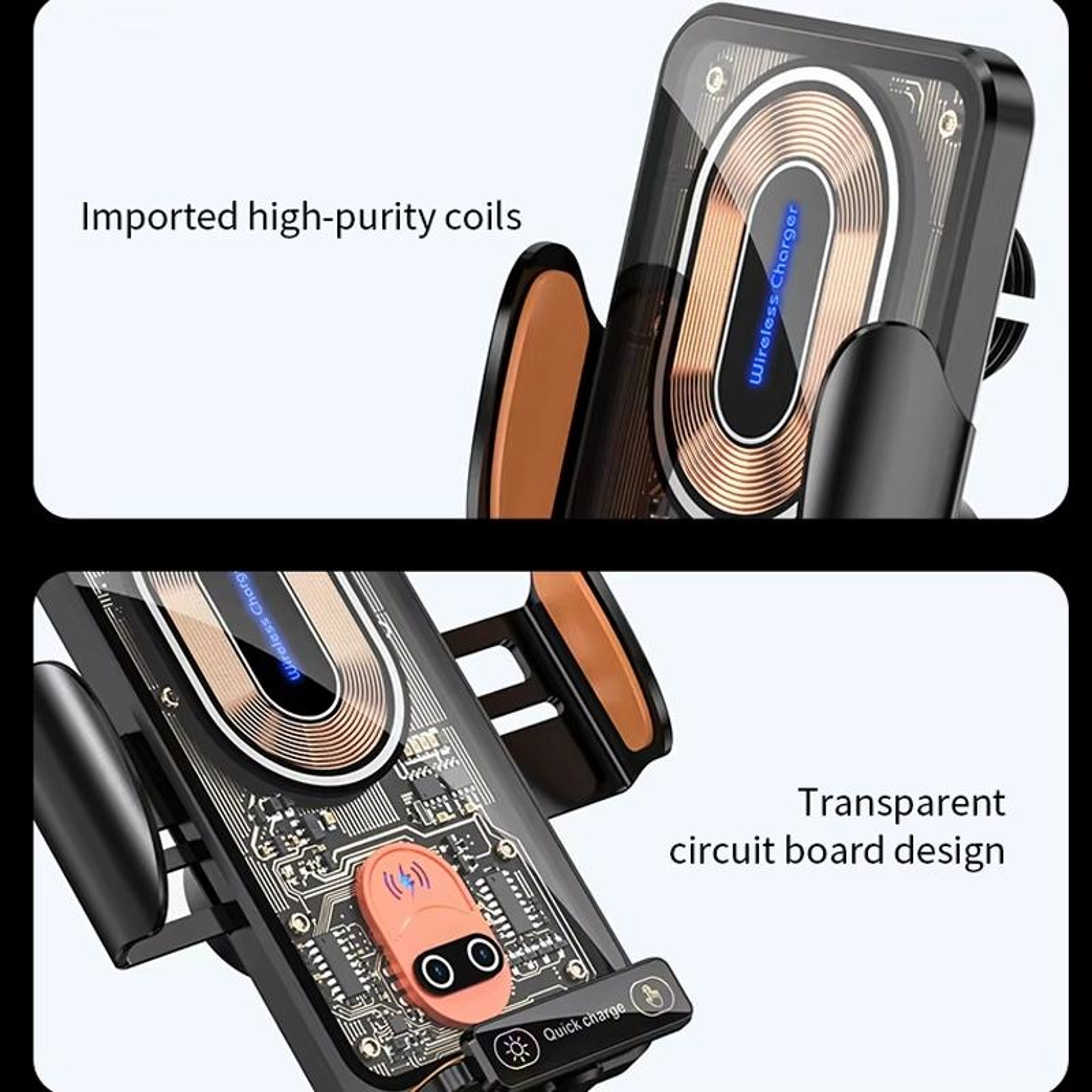 120W Magnetic car wireless charger Fast Charging Phone Holder with Transparent Design – view 11