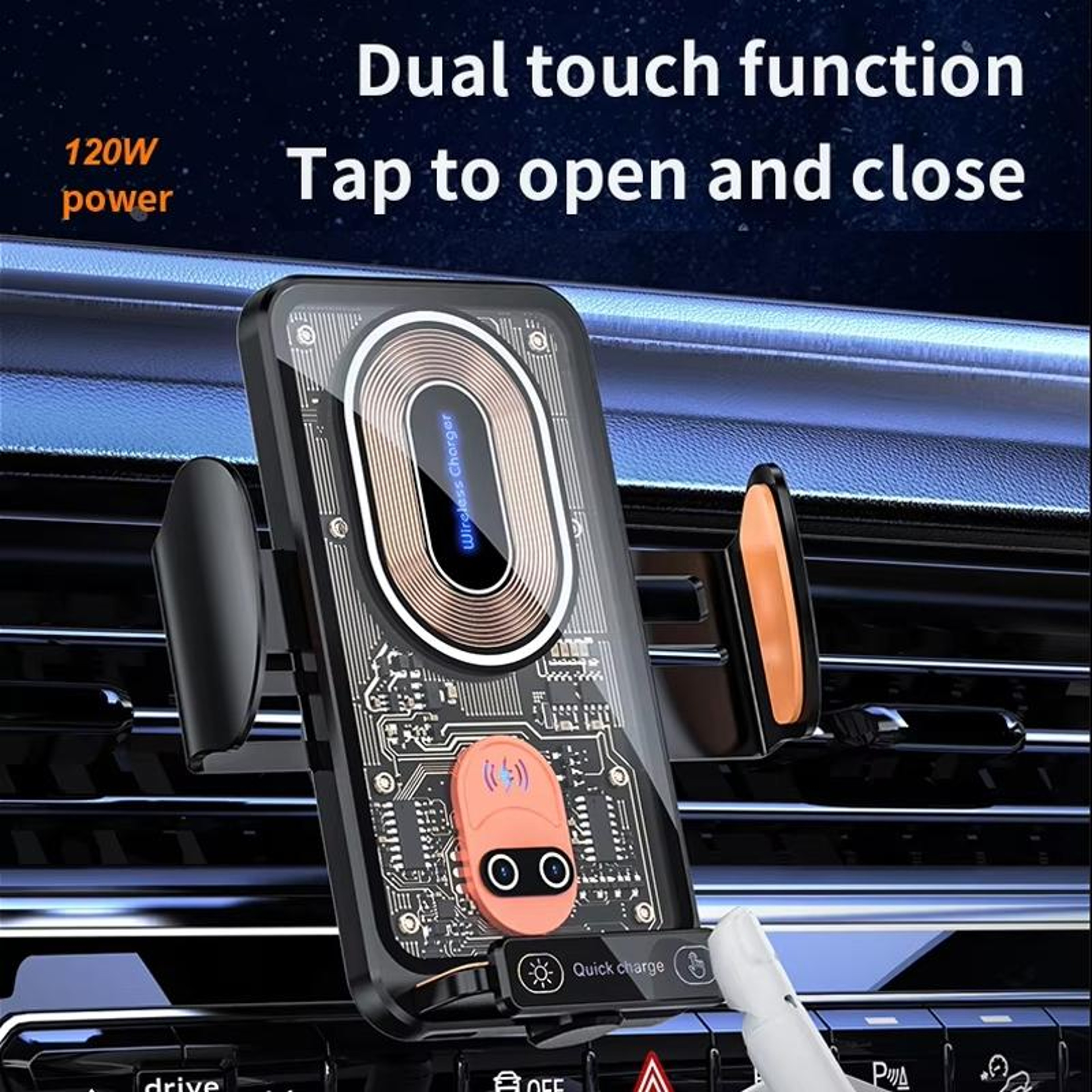 120W Magnetic car wireless charger Fast Charging Phone Holder with Transparent Design – view 2
