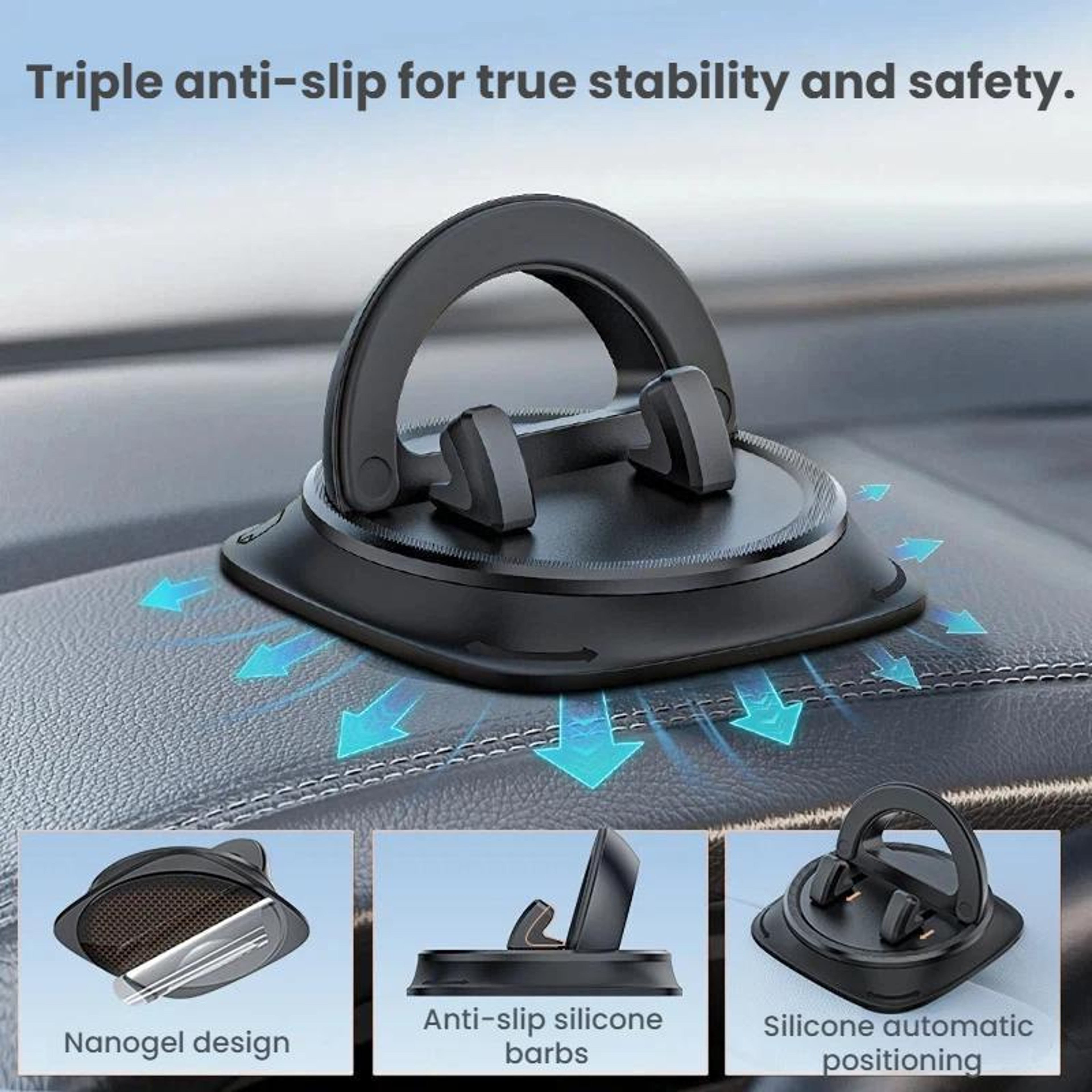 Universal Car Phone Holder Dashboard Phone Mount With 360 Degree Rotation And Anti Slip Grip 4