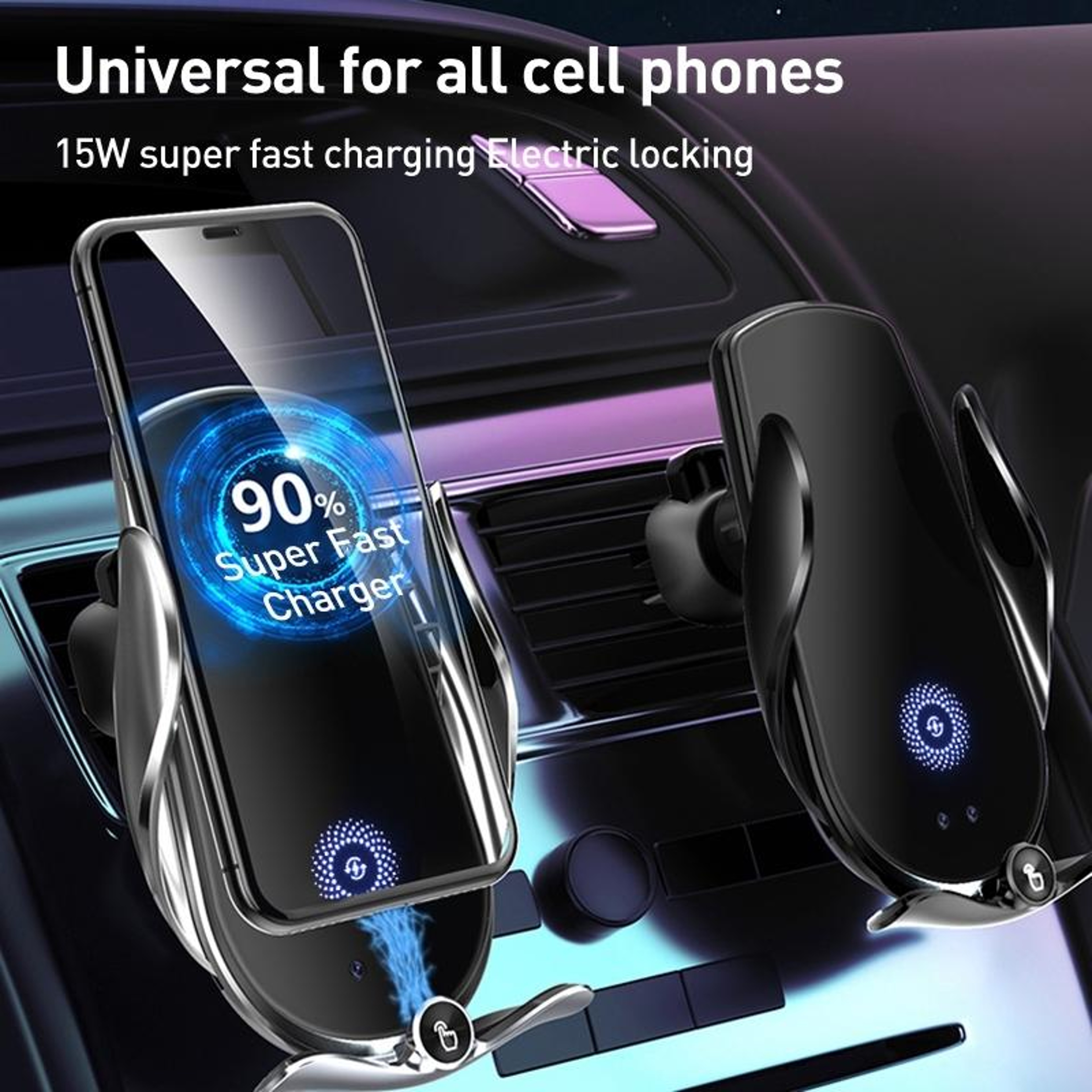 M2 Wireless Car Charger Automatic Car Phone Holder Air Vent Mount with Infrared Sensor Fast Charging – view 2