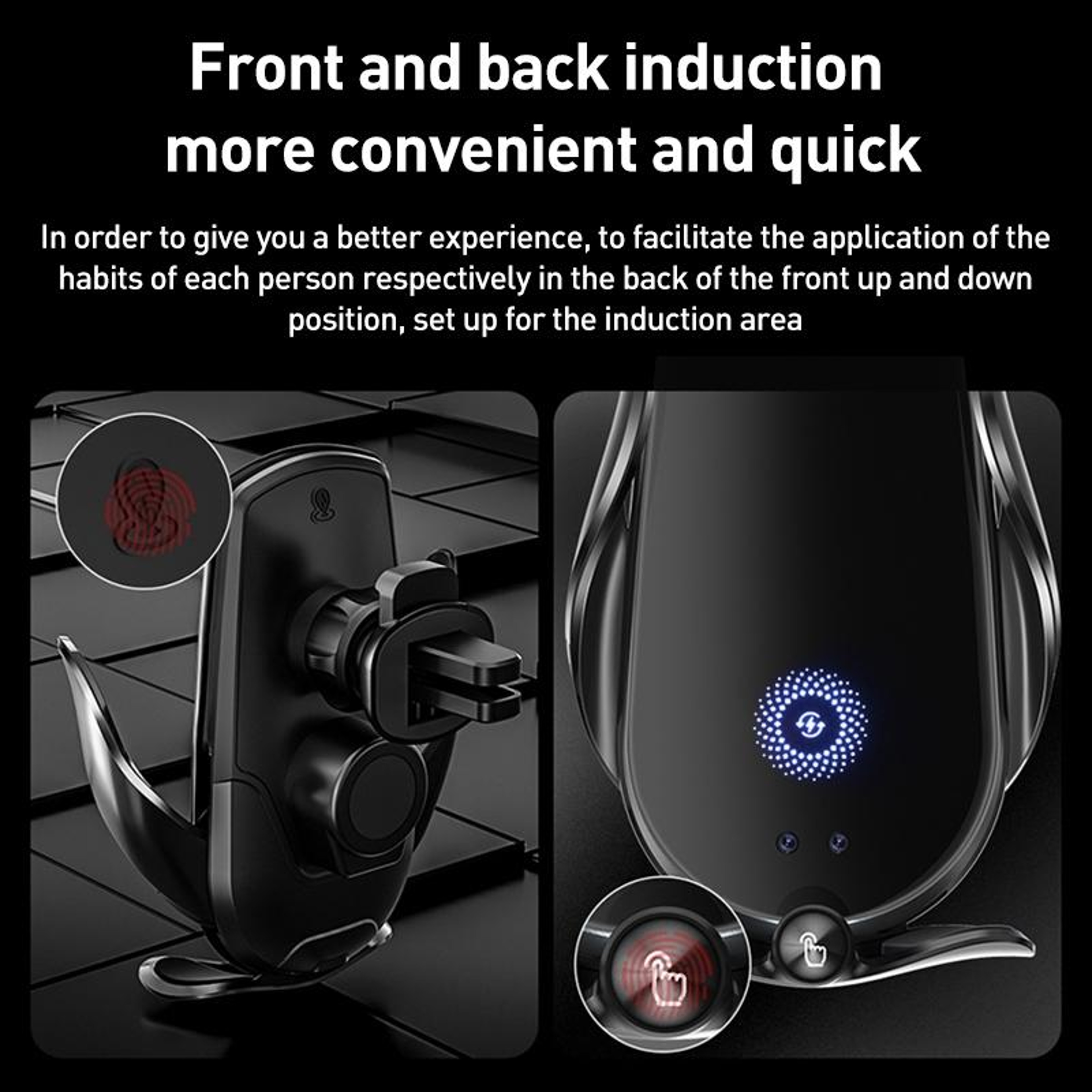 M2 Wireless Car Charger Automatic Car Phone Holder Air Vent Mount with Infrared Sensor Fast Charging – view 4