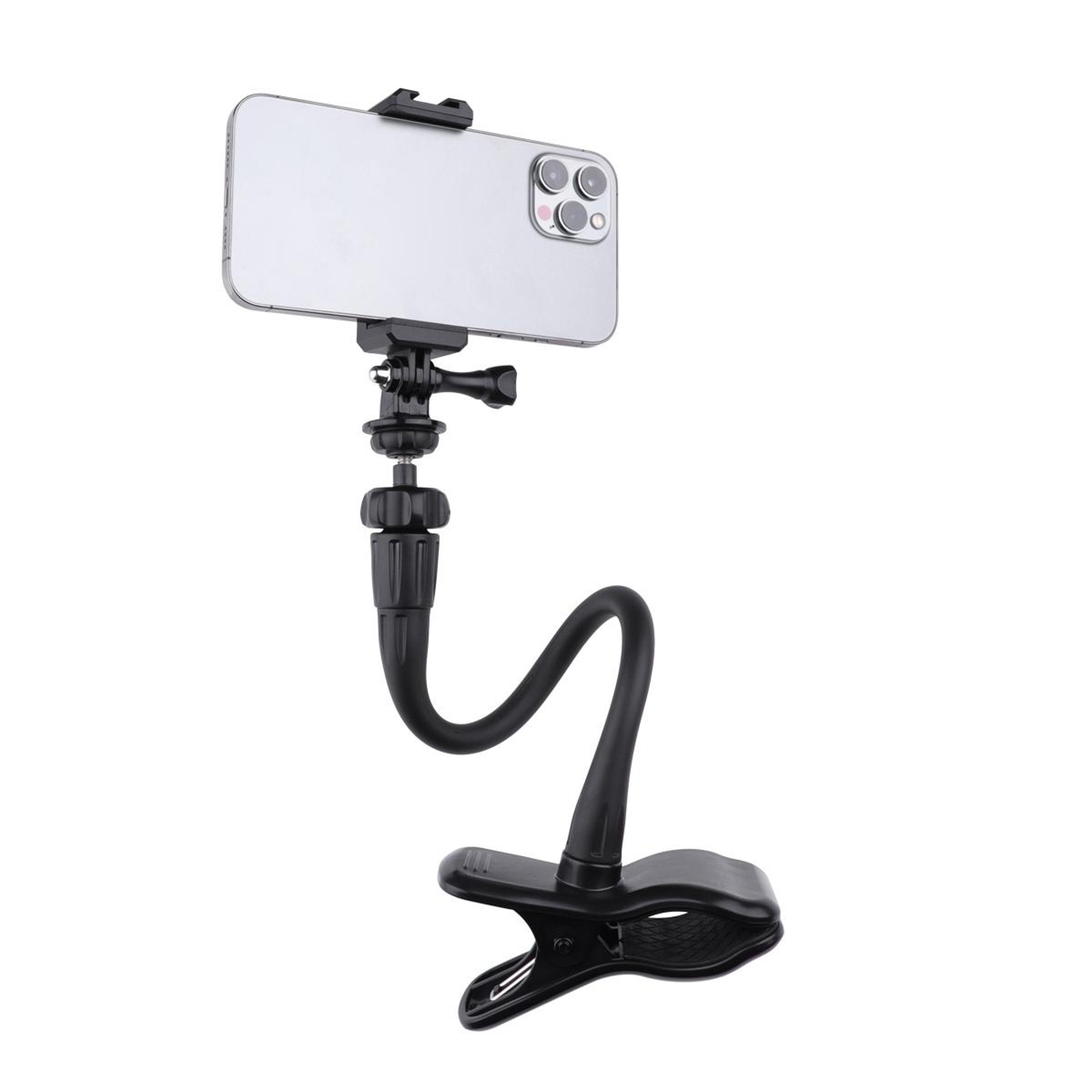 Flexible Phone Holder Desktop Stand with 360 Rotating Action Camera Mount – view 3