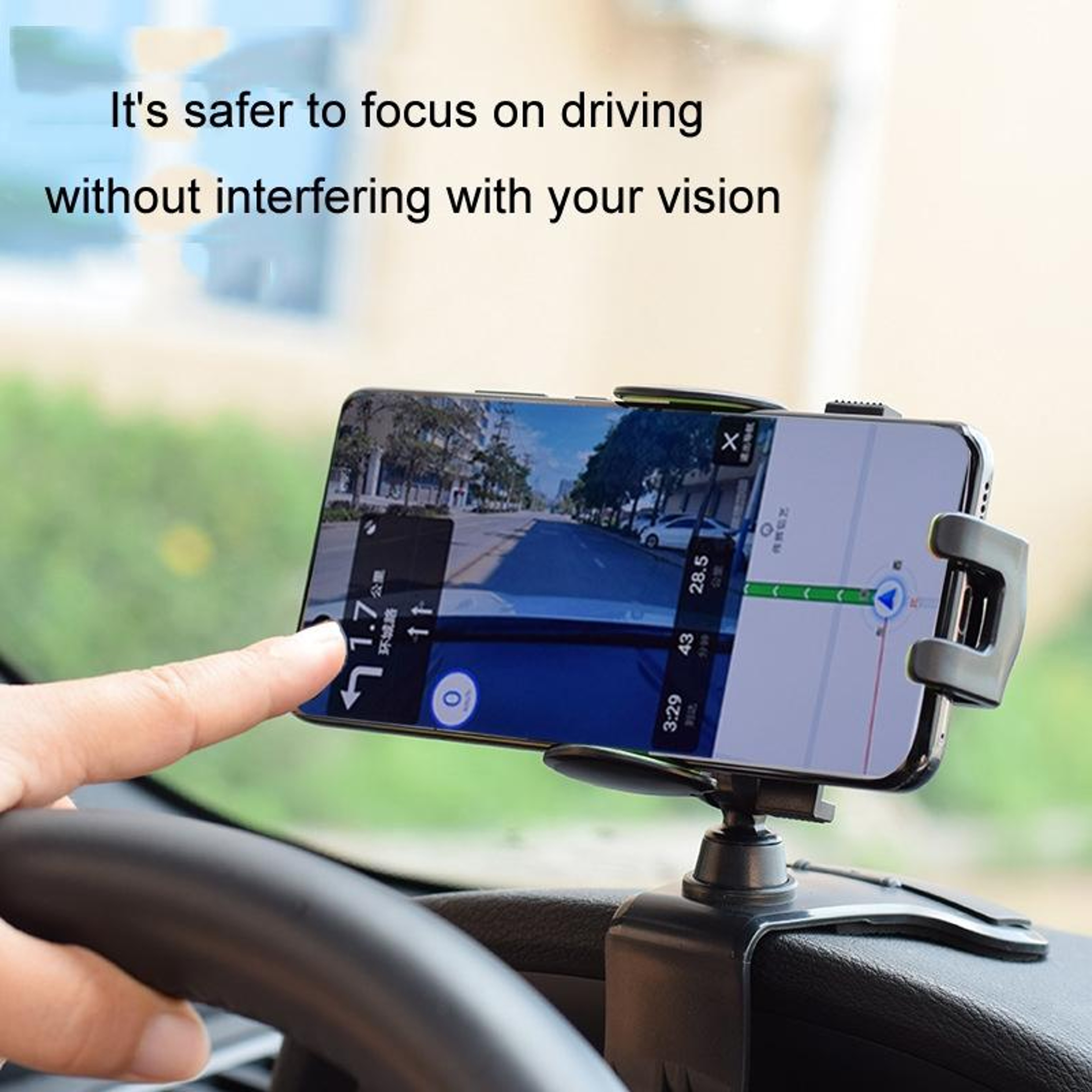 360 Rotating Car Phone Mount Dashboard Navigation Holder With One Touch Clamp 3