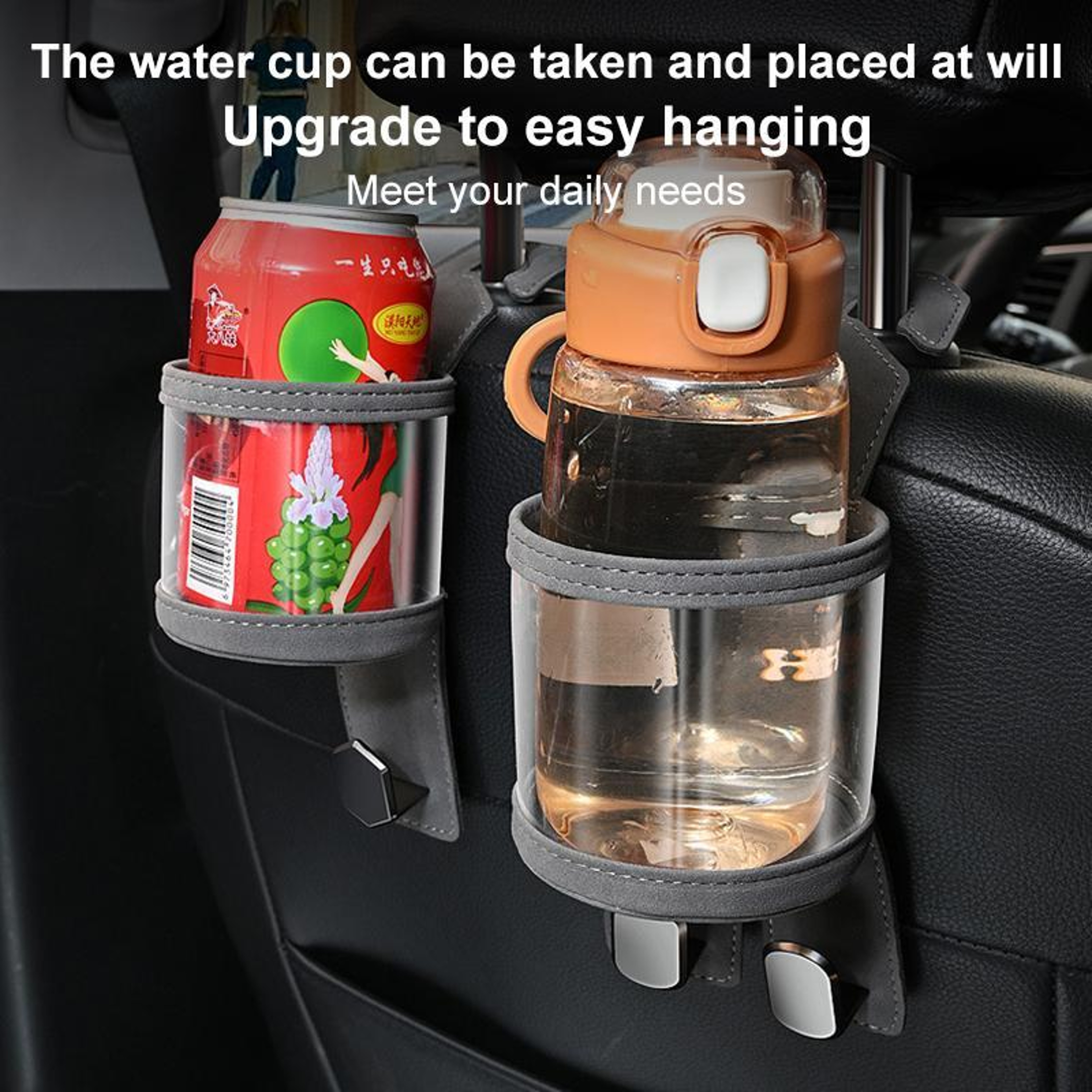 Universal Car Headrest Cup Holder With Seat Back Organizer Hook Dual Storage For Bags Drinks And Es 3