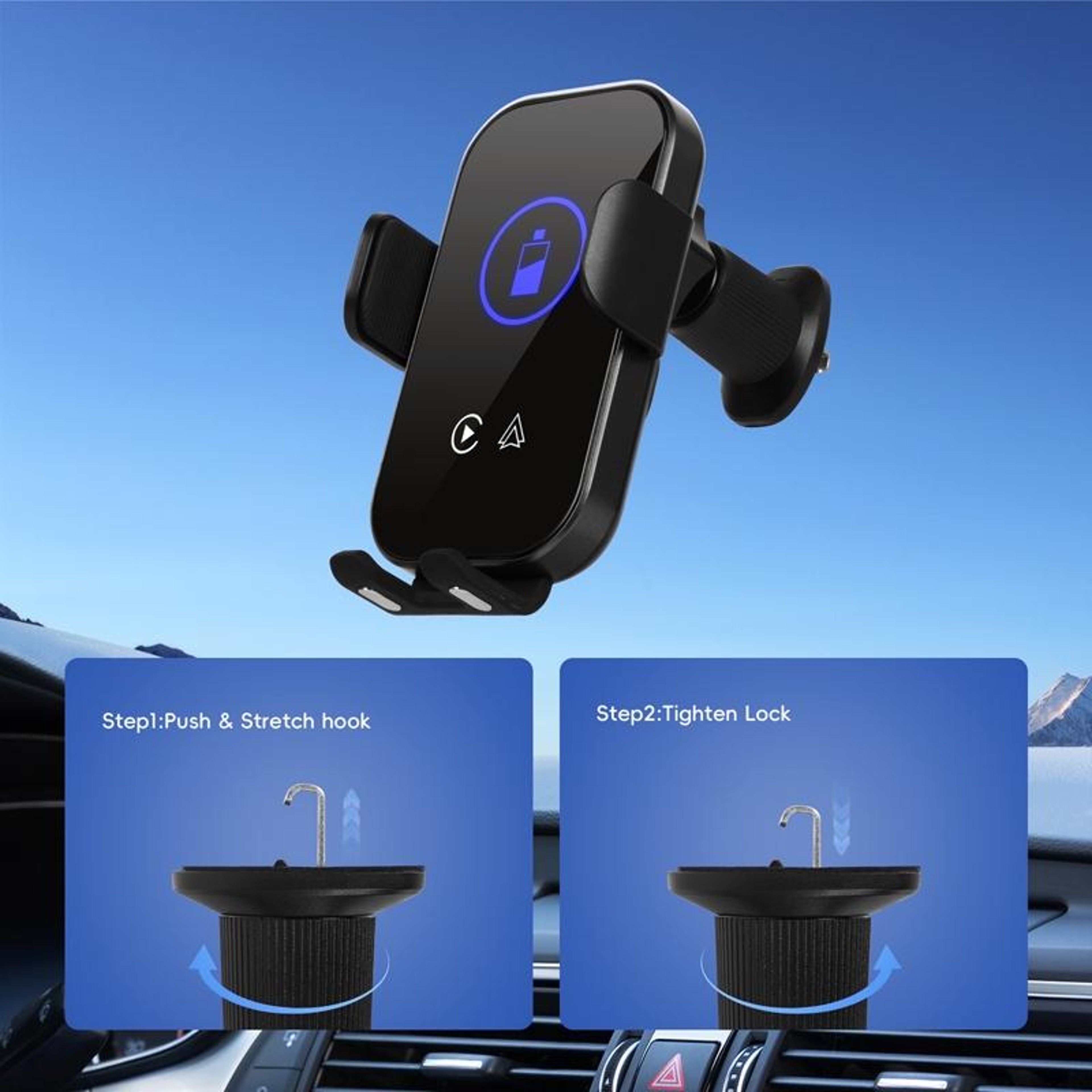 Wireless CarPlay Adapter Fast Charging Phone Holder with Android Auto Wireless Support – view 9