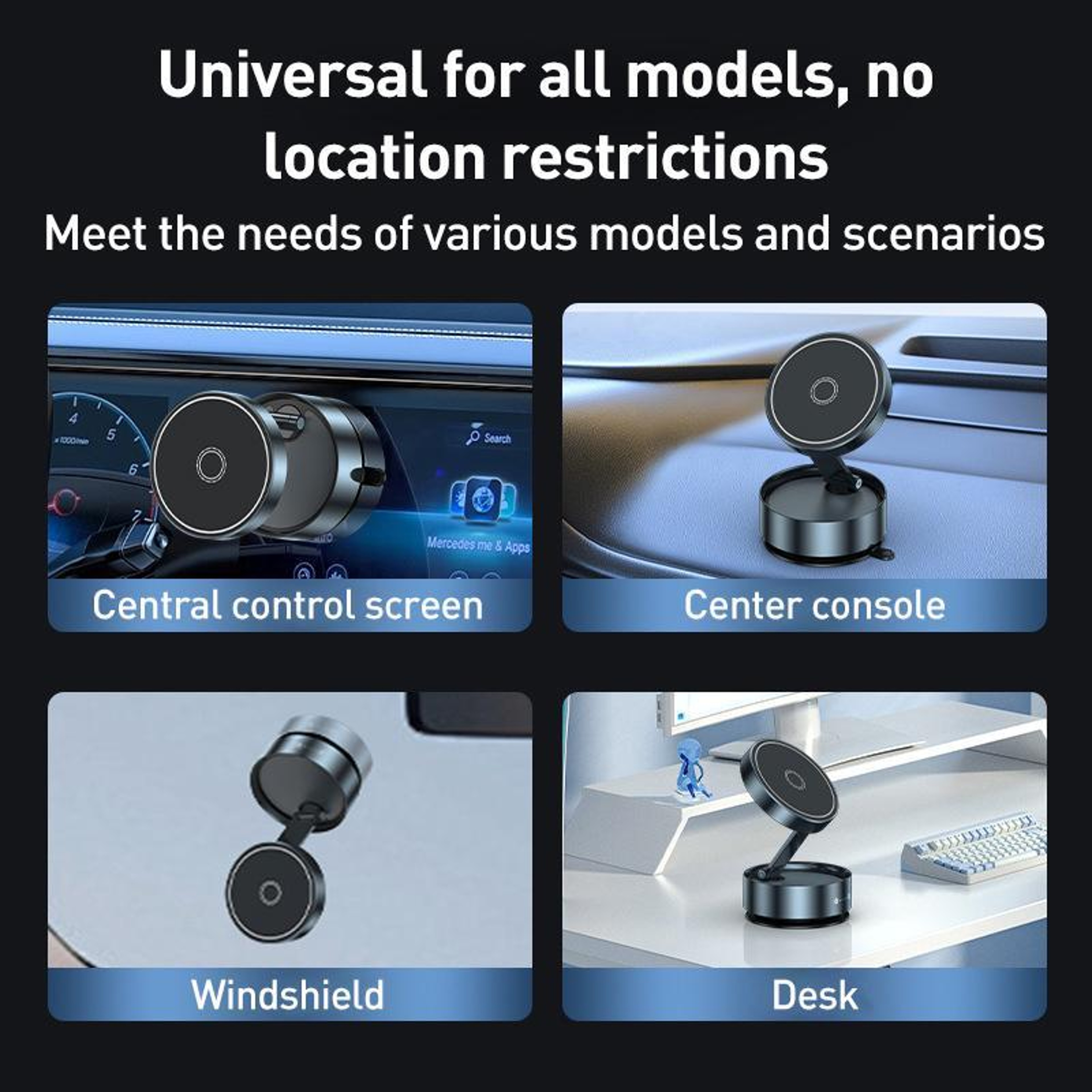Q11 Magnetic Car Phone Holder with Vacuum Suction Foldable 360° Dashboard Mount – view 6