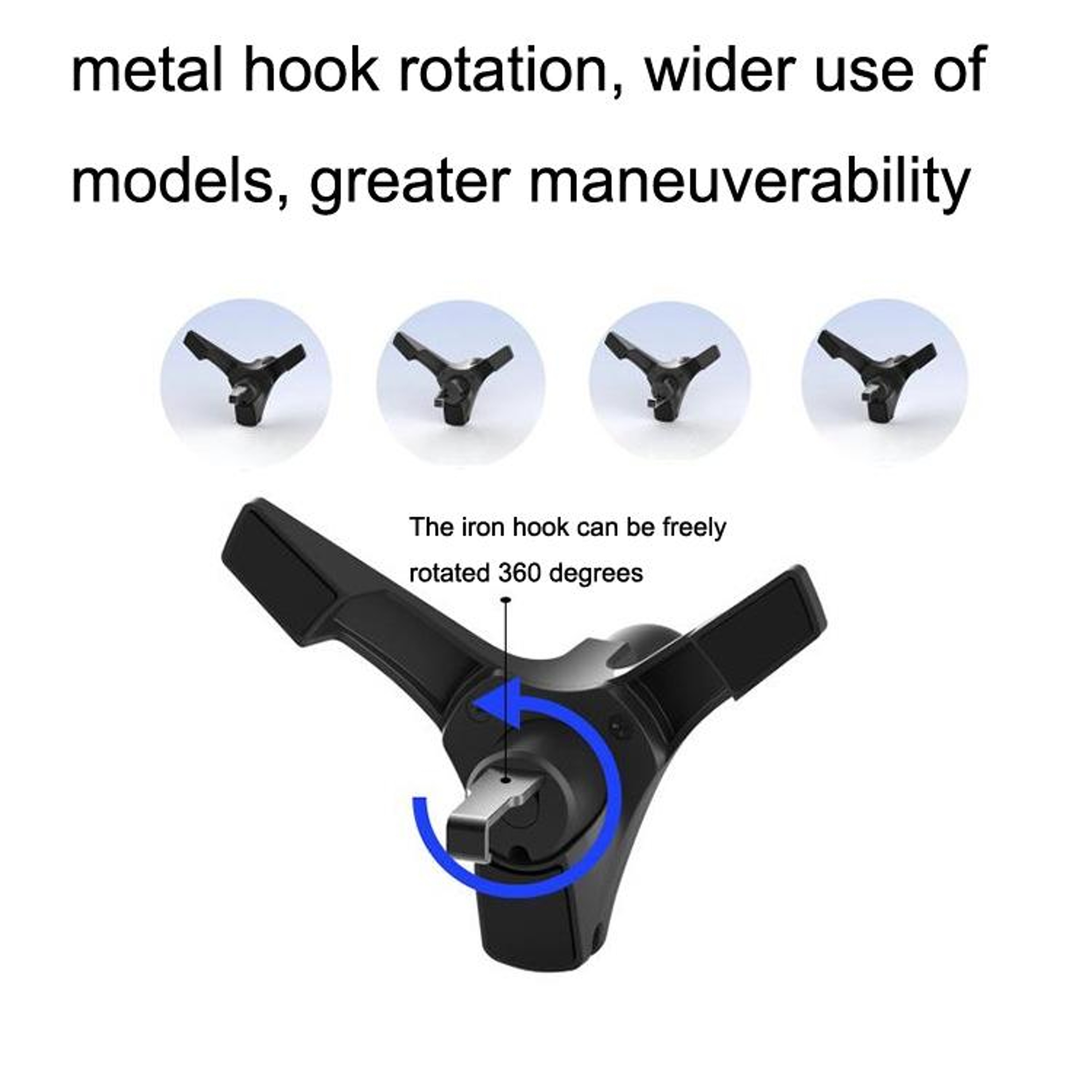 Universal Car Phone Mount 360 Air Vent Phone Holder With Rotating Metal Hook 4