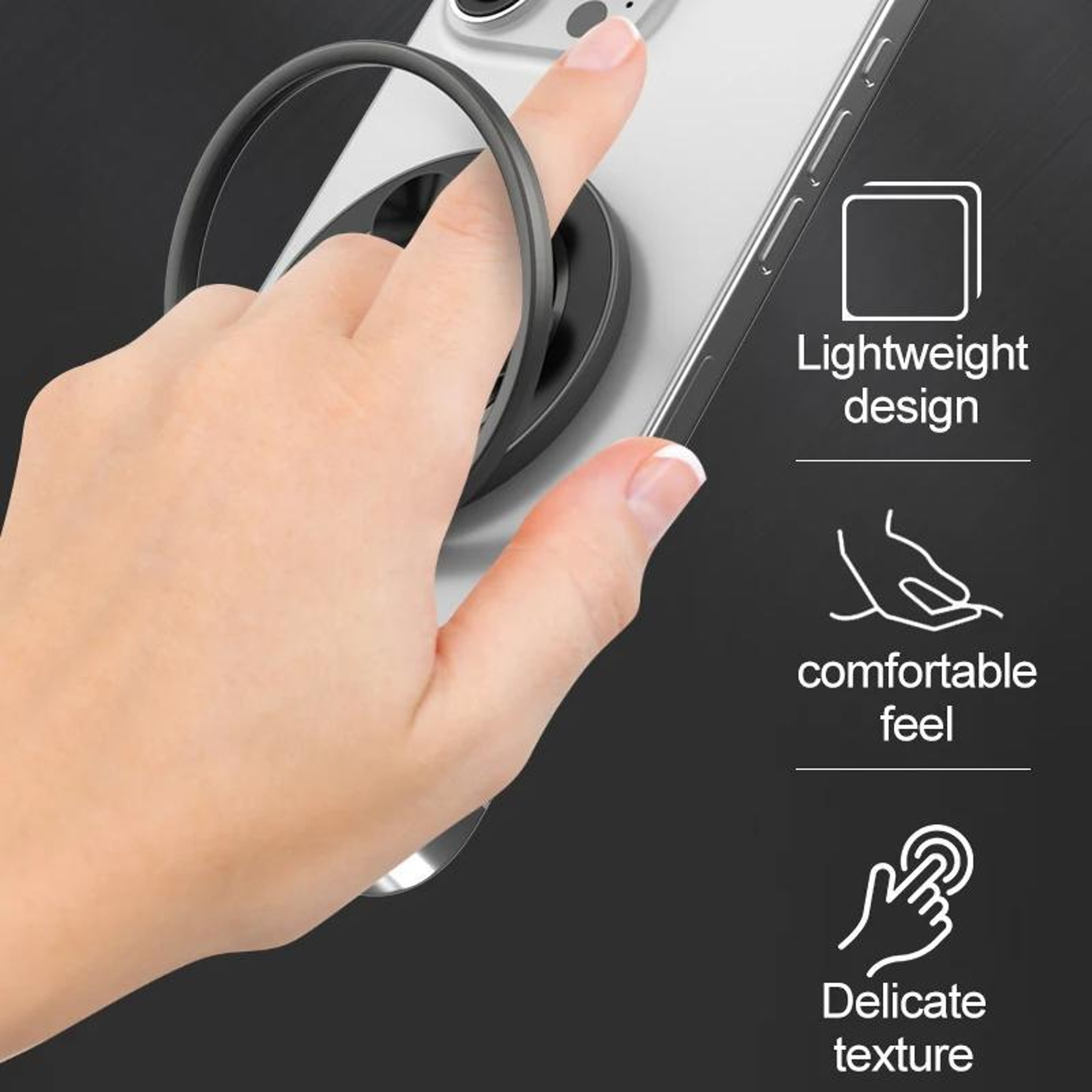 Magnetic Phone Grip Ring Stand With Strong Suction Cup MagSafe Phone Holder 5
