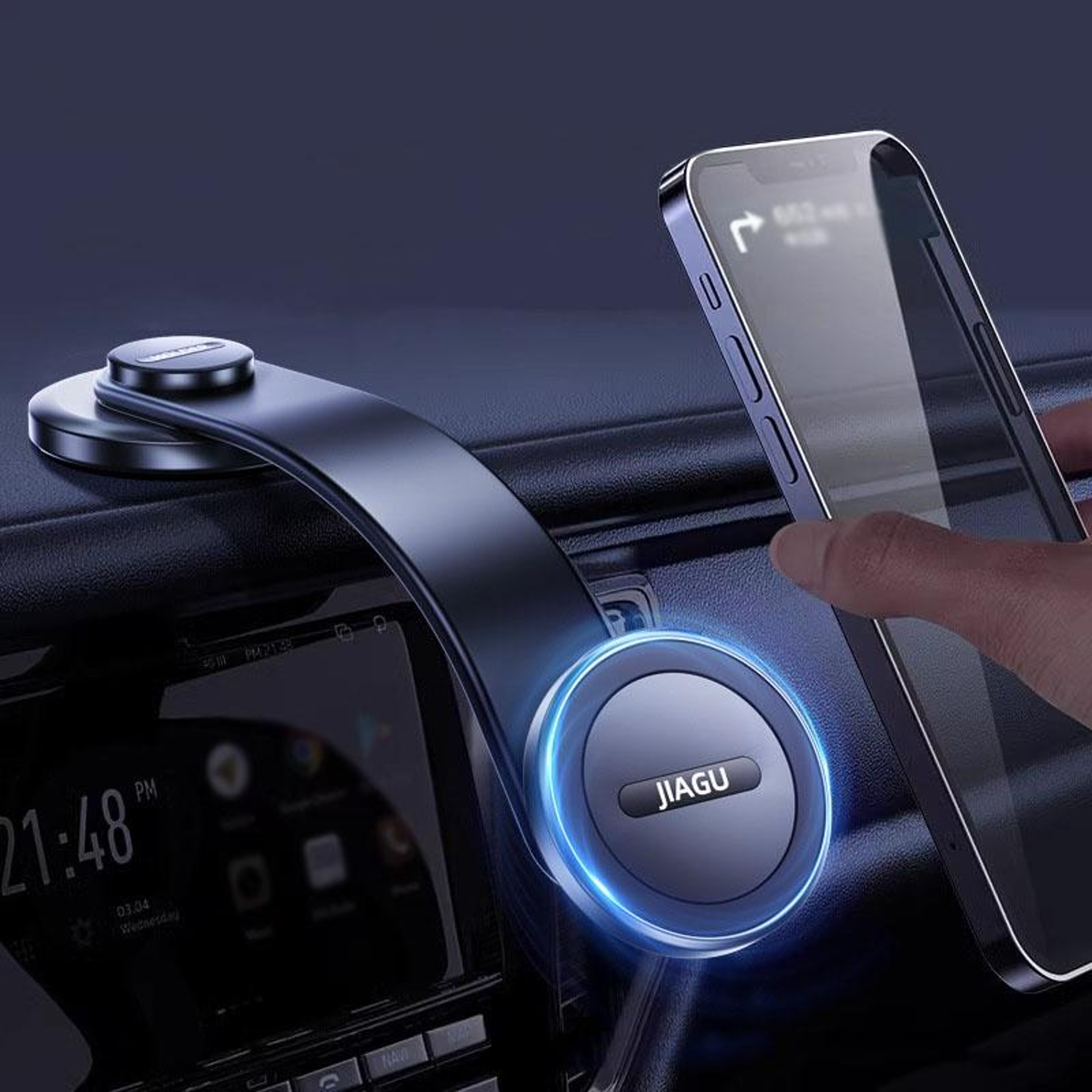 MagSafe Car Phone Mount Adjustable Magnetic Dashboard Phone Holder With Flexible Memory Alloy Arm 0
