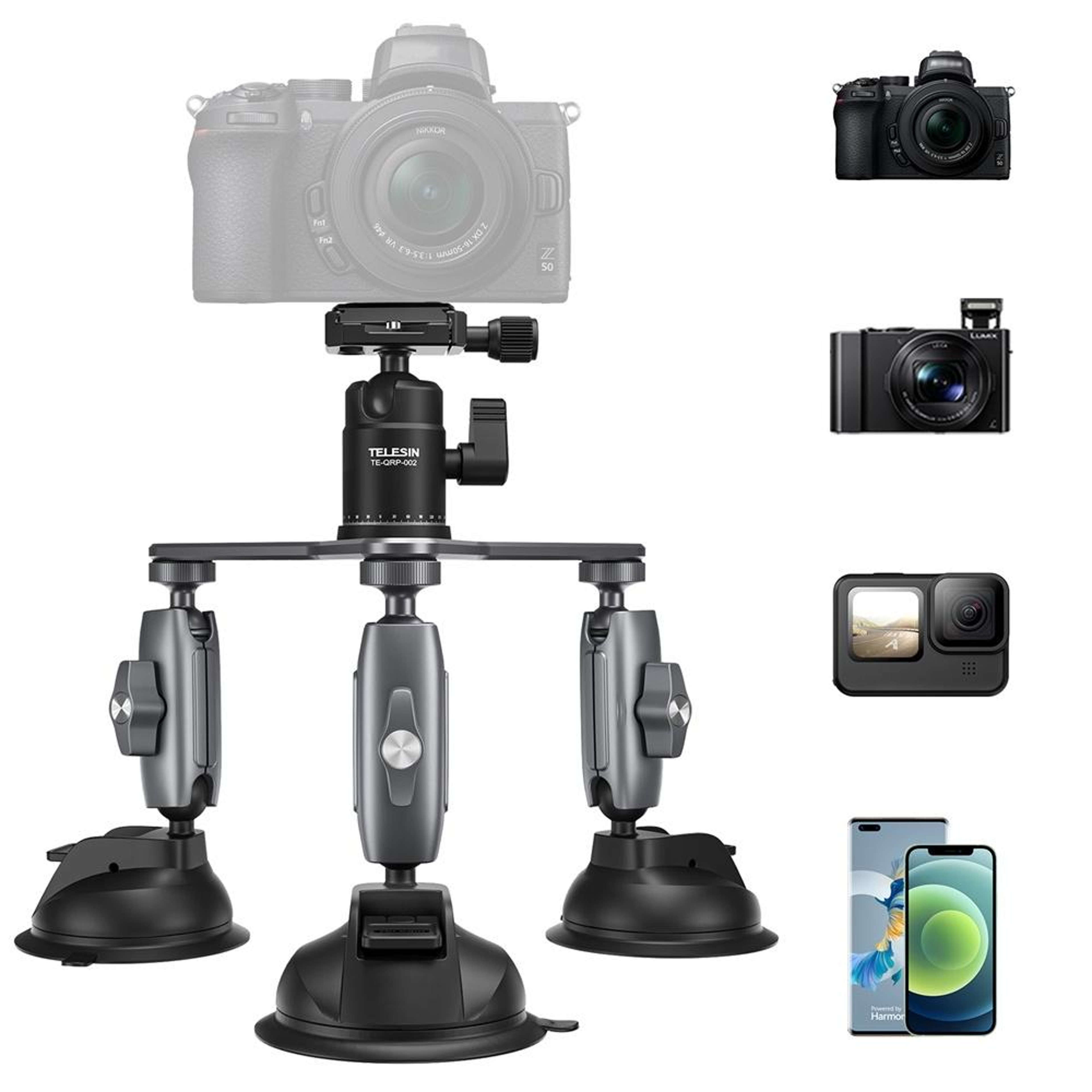 Action Camera Suction Cup Mount 360 Degree Adjustable Car Camera Holder 13