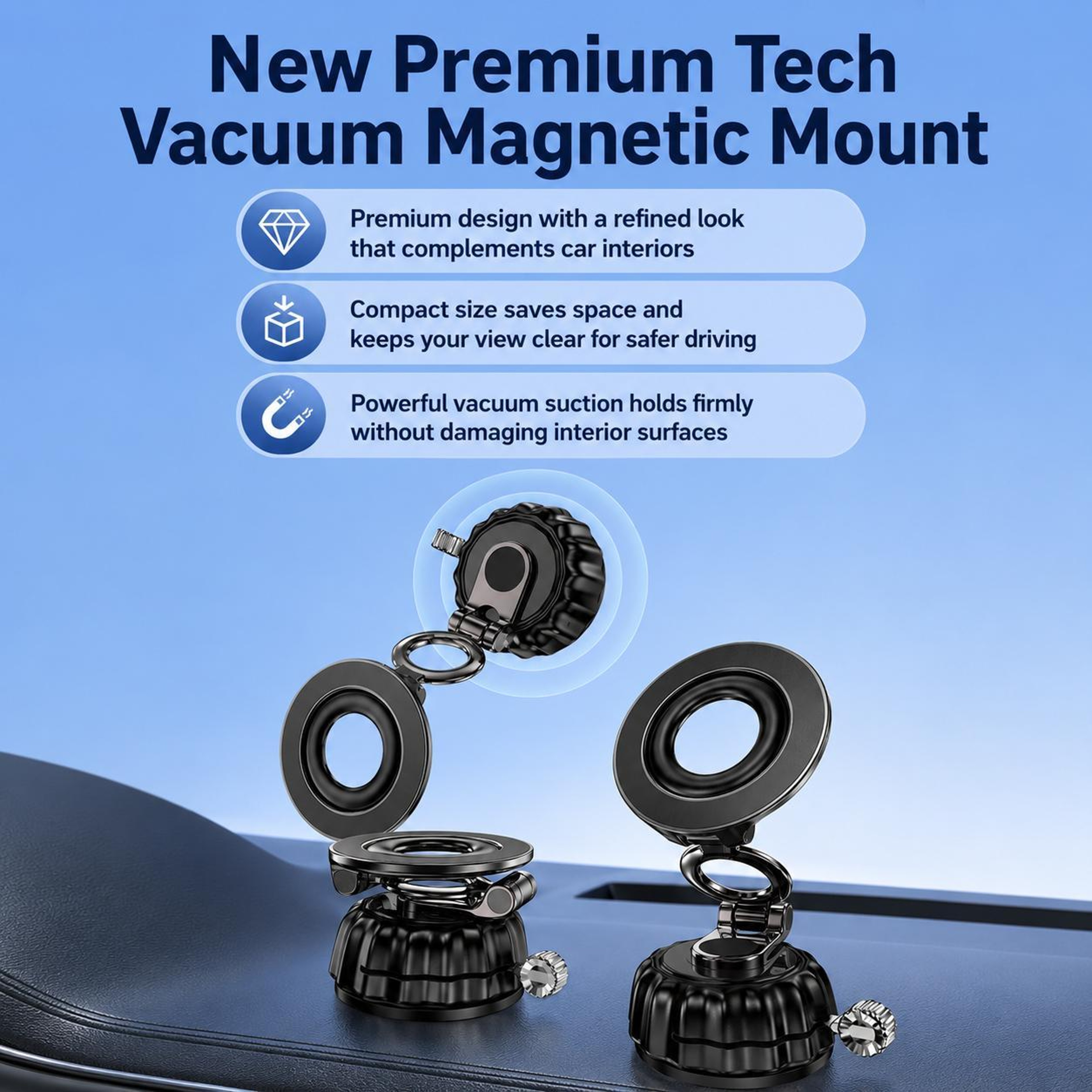 S21 Magnetic Car Phone Holder With Vacuum Suction Mount For Dashboard Windshield Navigation 1