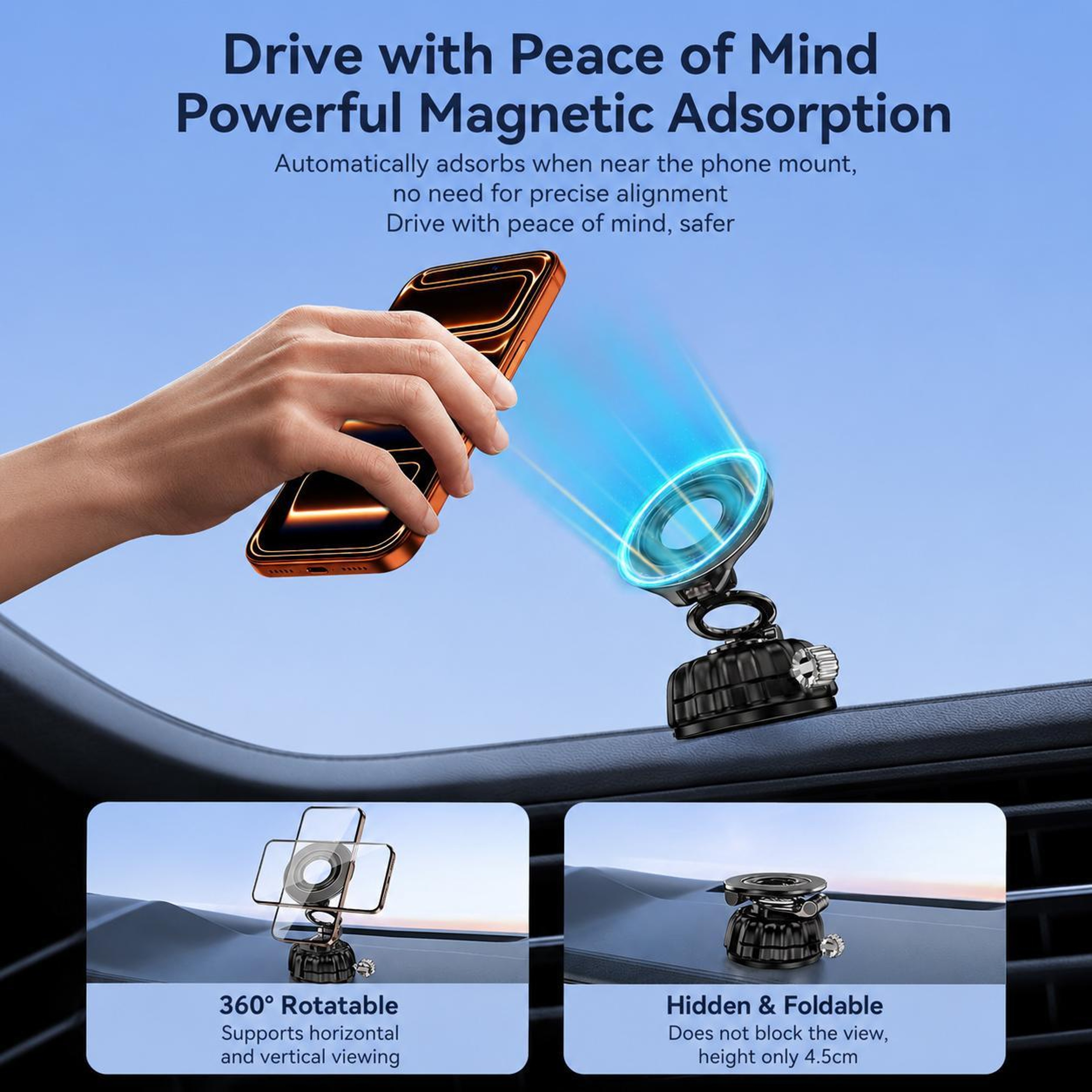 S21 Magnetic Car Phone Holder With Vacuum Suction Mount For Dashboard Windshield Navigation 2
