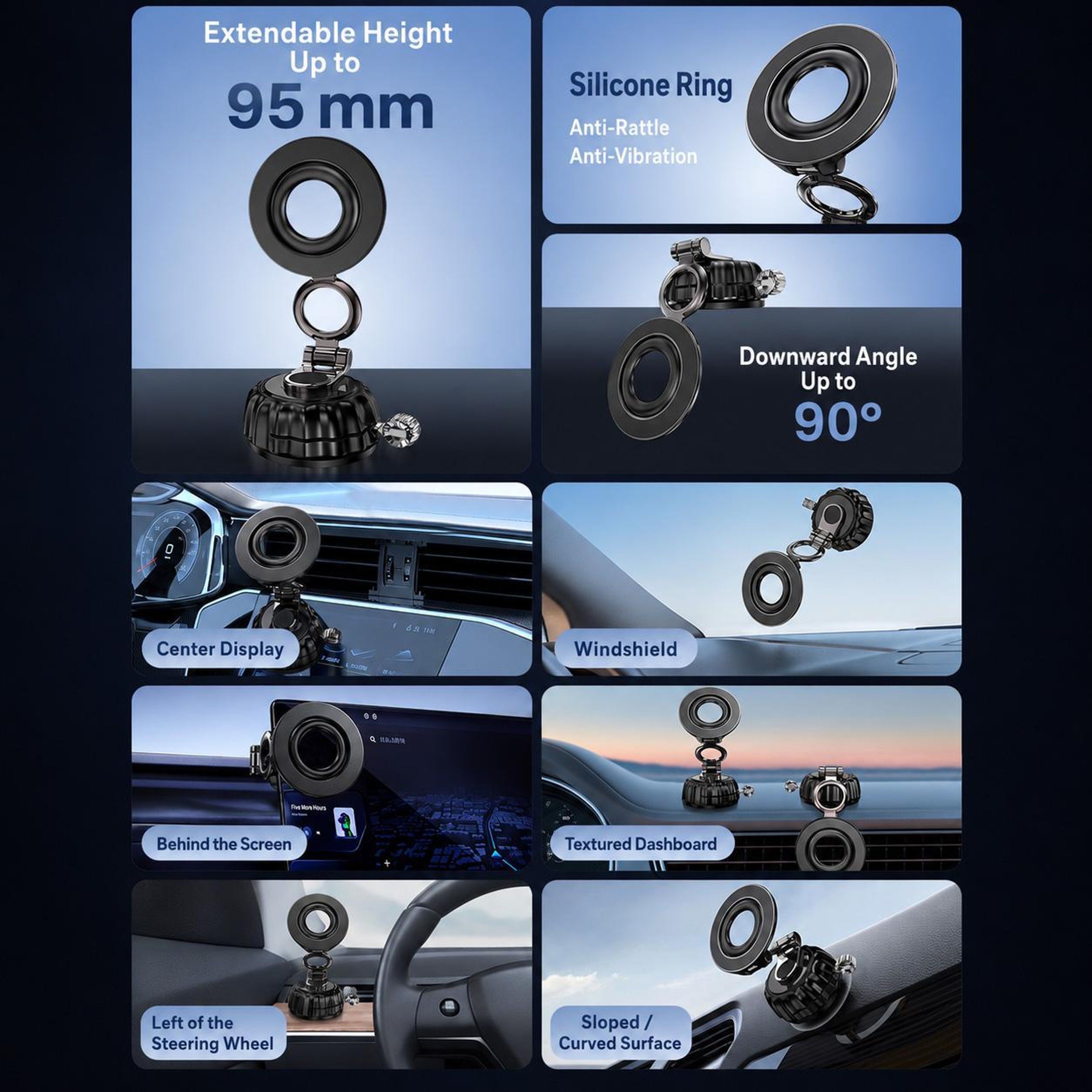 S21 Magnetic Car Phone Holder With Vacuum Suction Mount For Dashboard Windshield Navigation 7