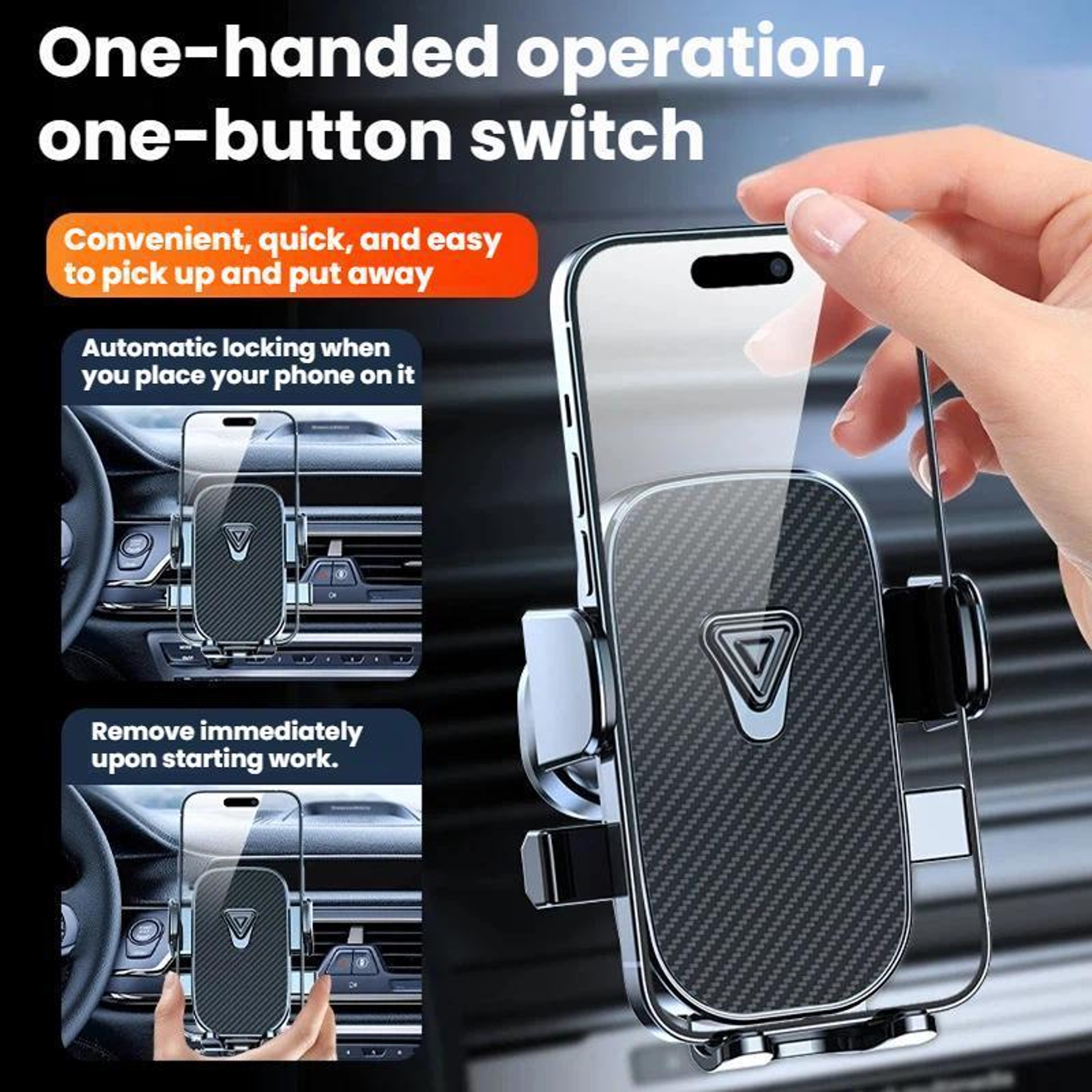 Car Phone Holder Air Vent Phone Mount With Auto Lock 360 Degree Car Navigation Bracket 4