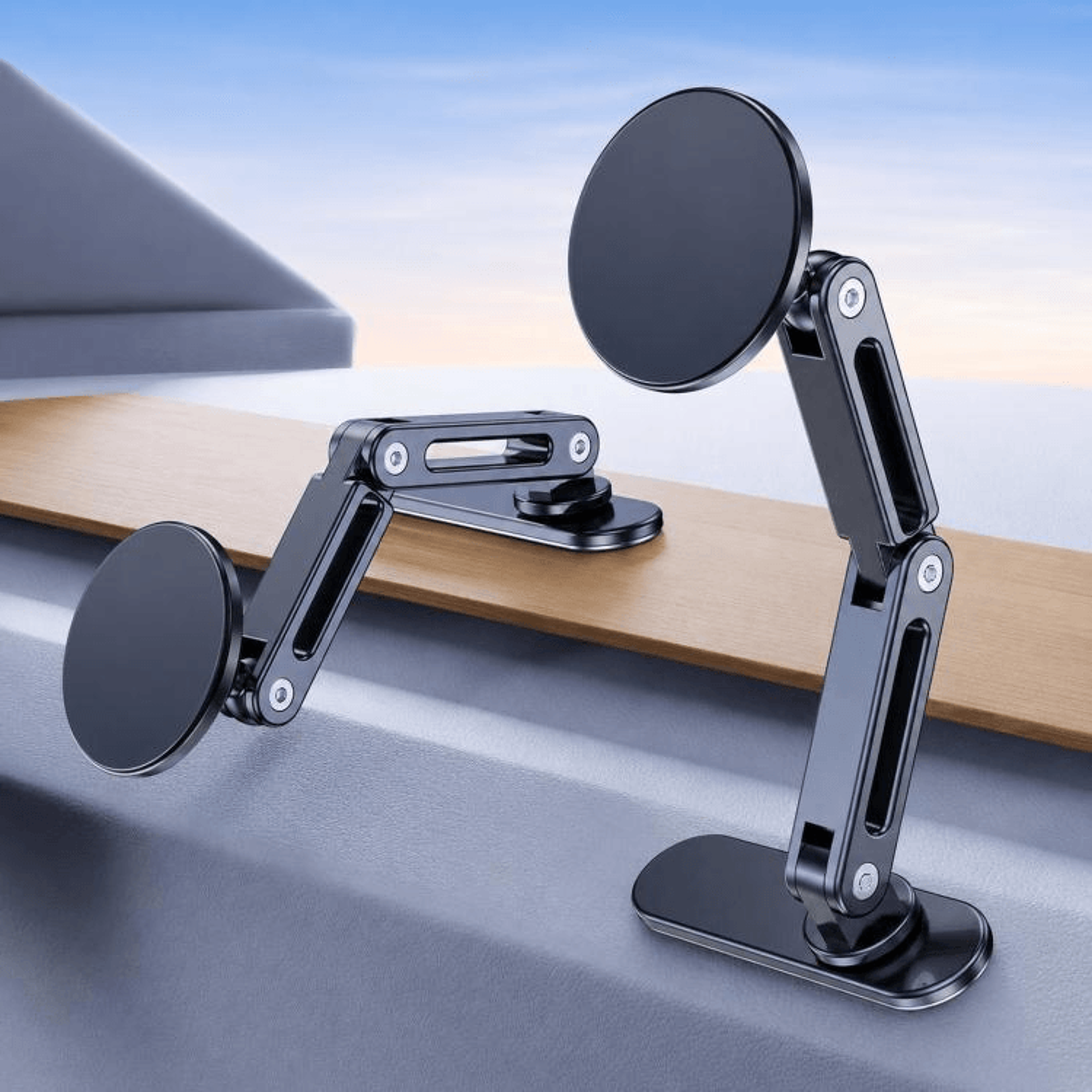 Magnetic Car Phone Mount Adjustable Dashboard Phone Holder With Dual Pivot Arm For Curved Dashboard 0
