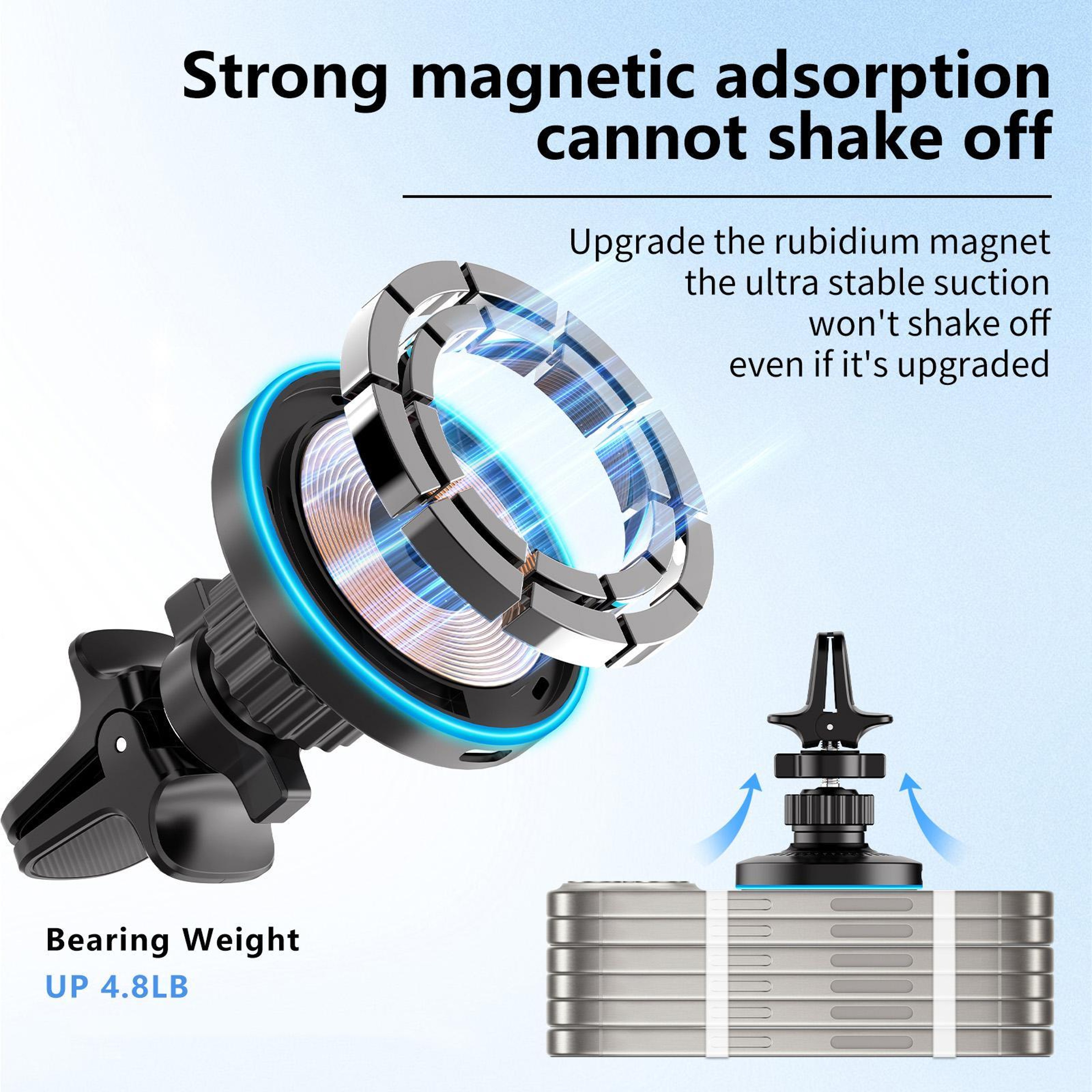 15W Magnetic Car Wireless Charger Fast Charging MagSafe Car Mount Phone Holder 4