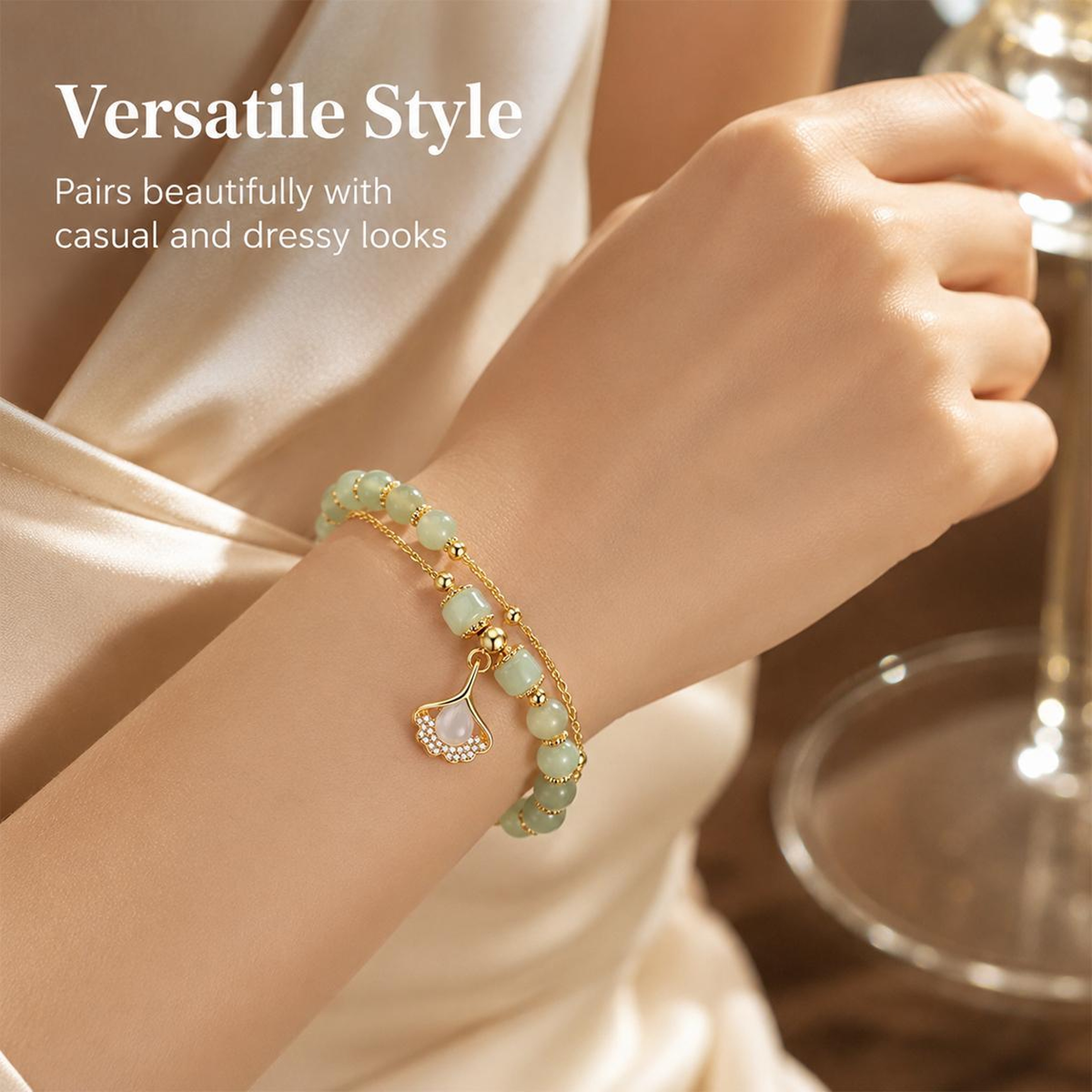 Apricot Charm Bracelet For Women Lucky Fortune Adjustable Fashion Jewelry 7