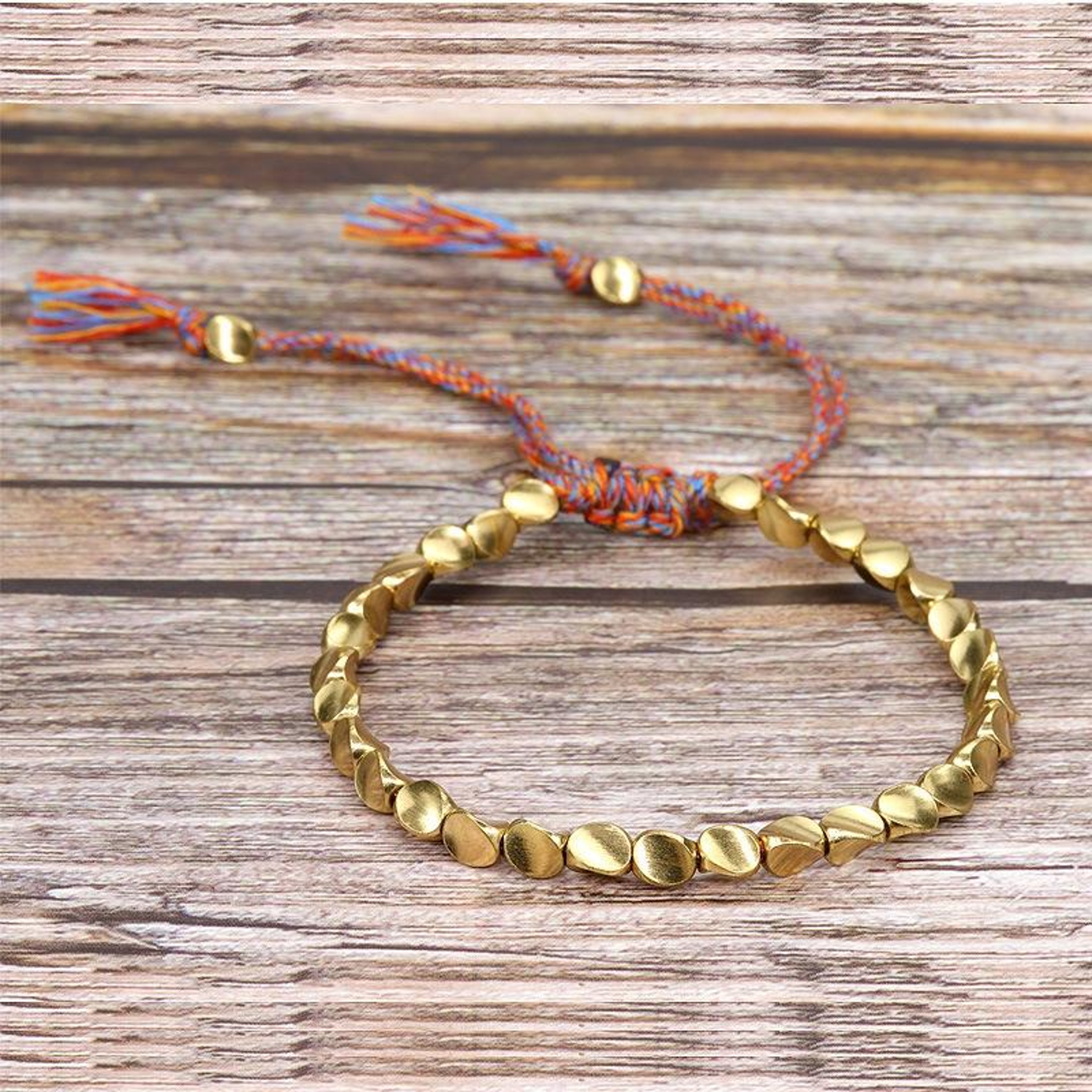 Hand Woven Copper Bead Bracelet Irregular Boho Handmade Bracelet for Women and Men – view 7