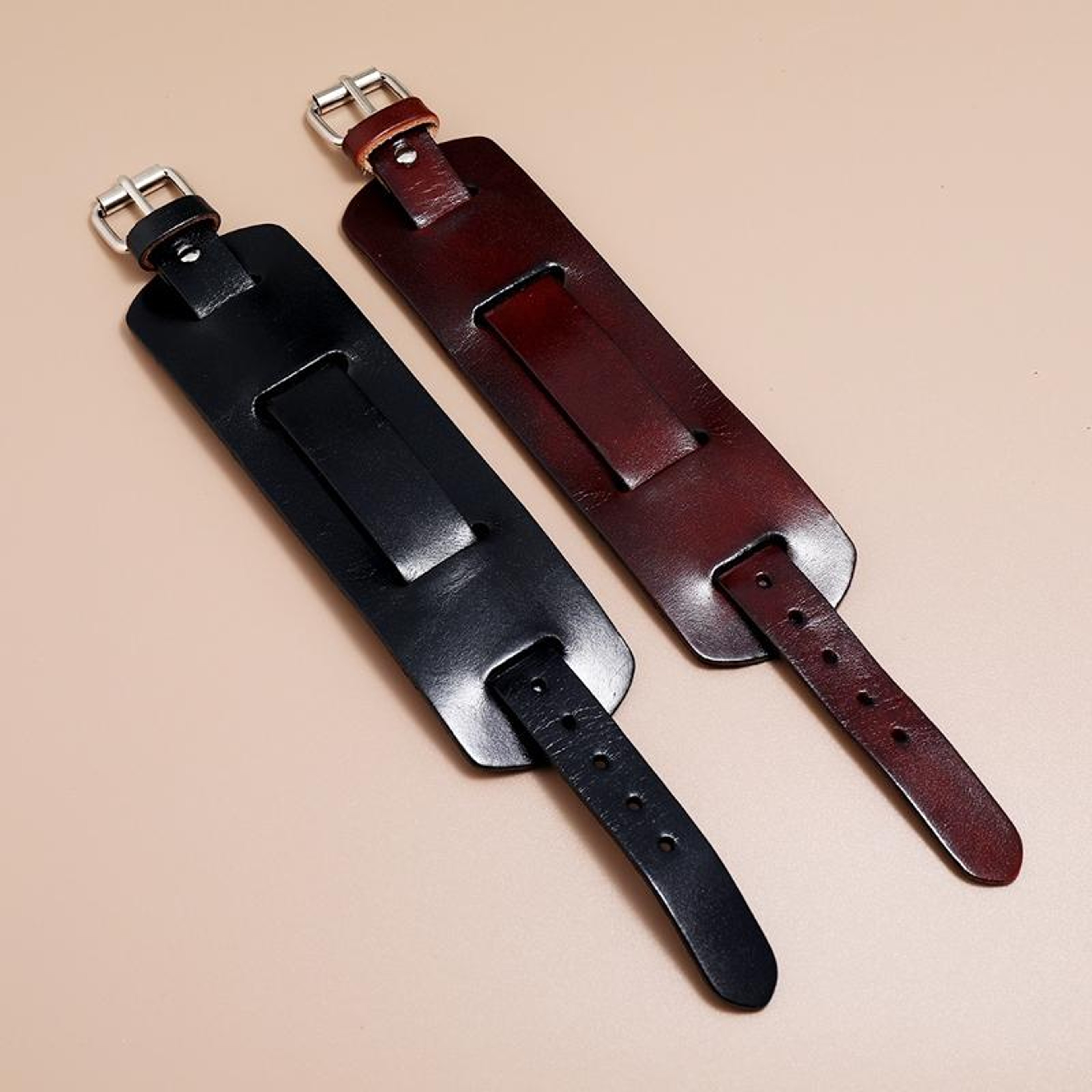 Vintage Leather Cuff Bracelet Adjustable Punk Leather Bracelet For Men And Women 2
