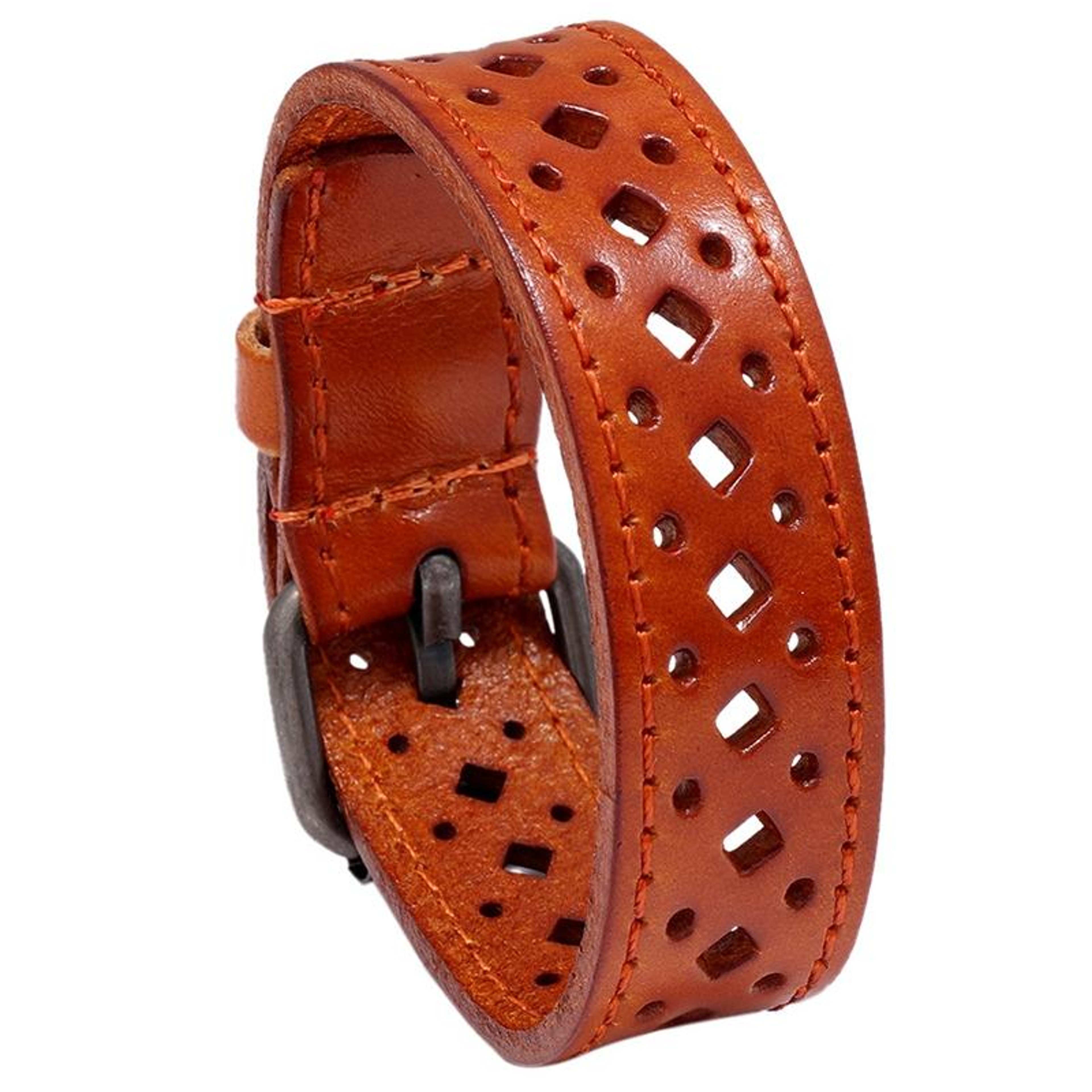 Vintage Leather Bracelet Unisex Retro Hollow Cuff Personalized Wristband 6