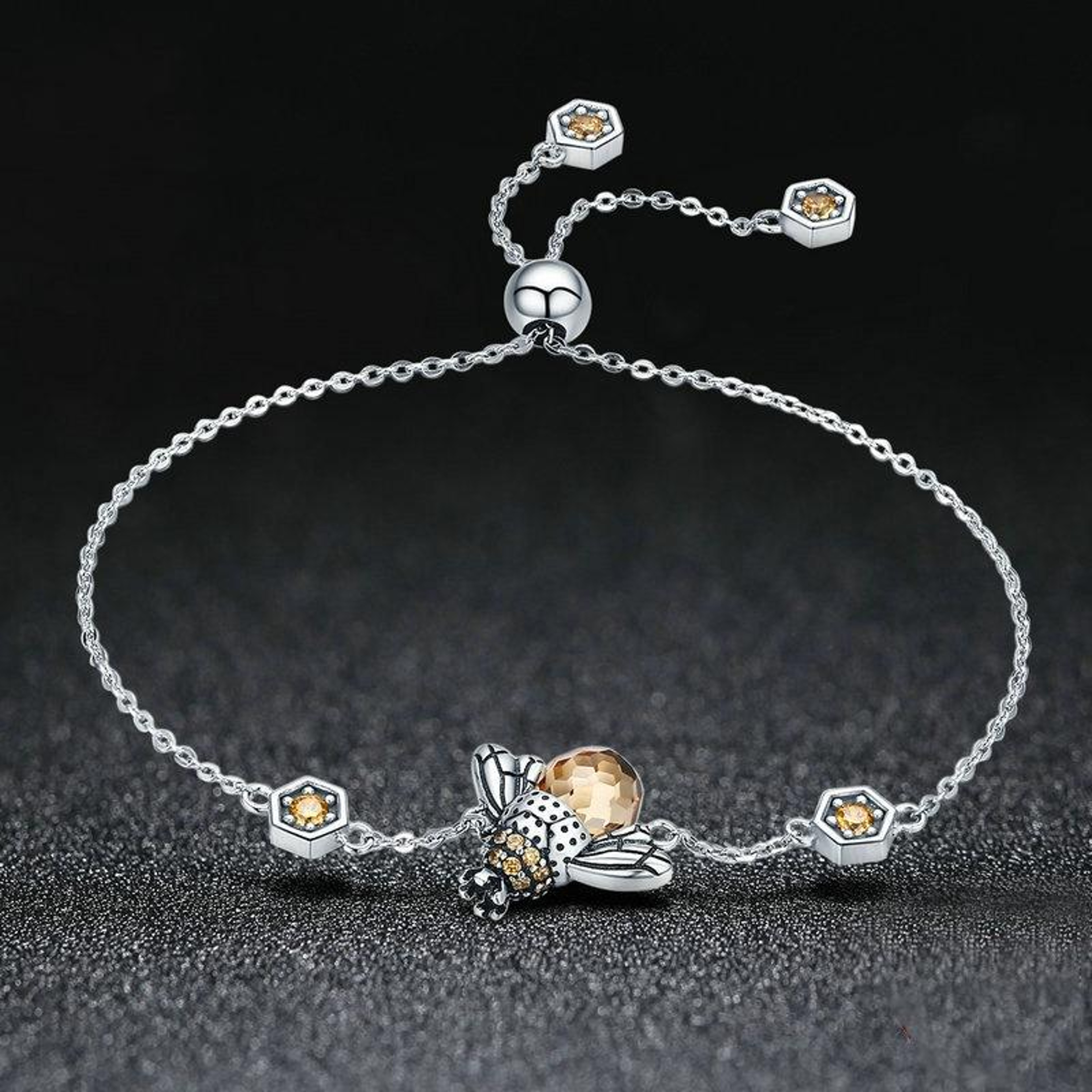 Little Bee Sterling Silver Bee Bracelet With Zircon Silver Adjustable Bracelet For Women 3