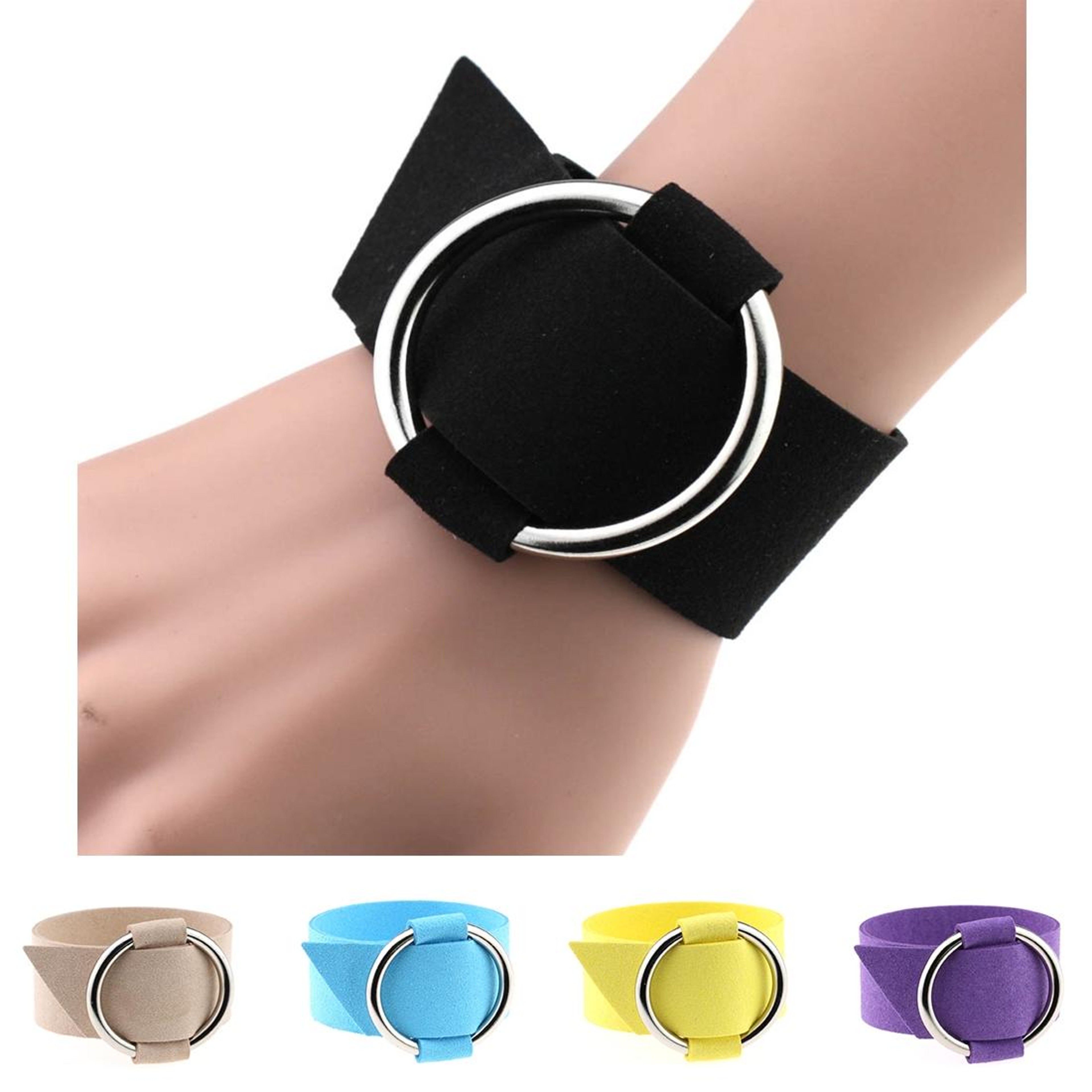 2PCS Velvet Bracelet Set with Metal Charm Wristband for Women Fashion Jewelry Random Color Delivery – view 1