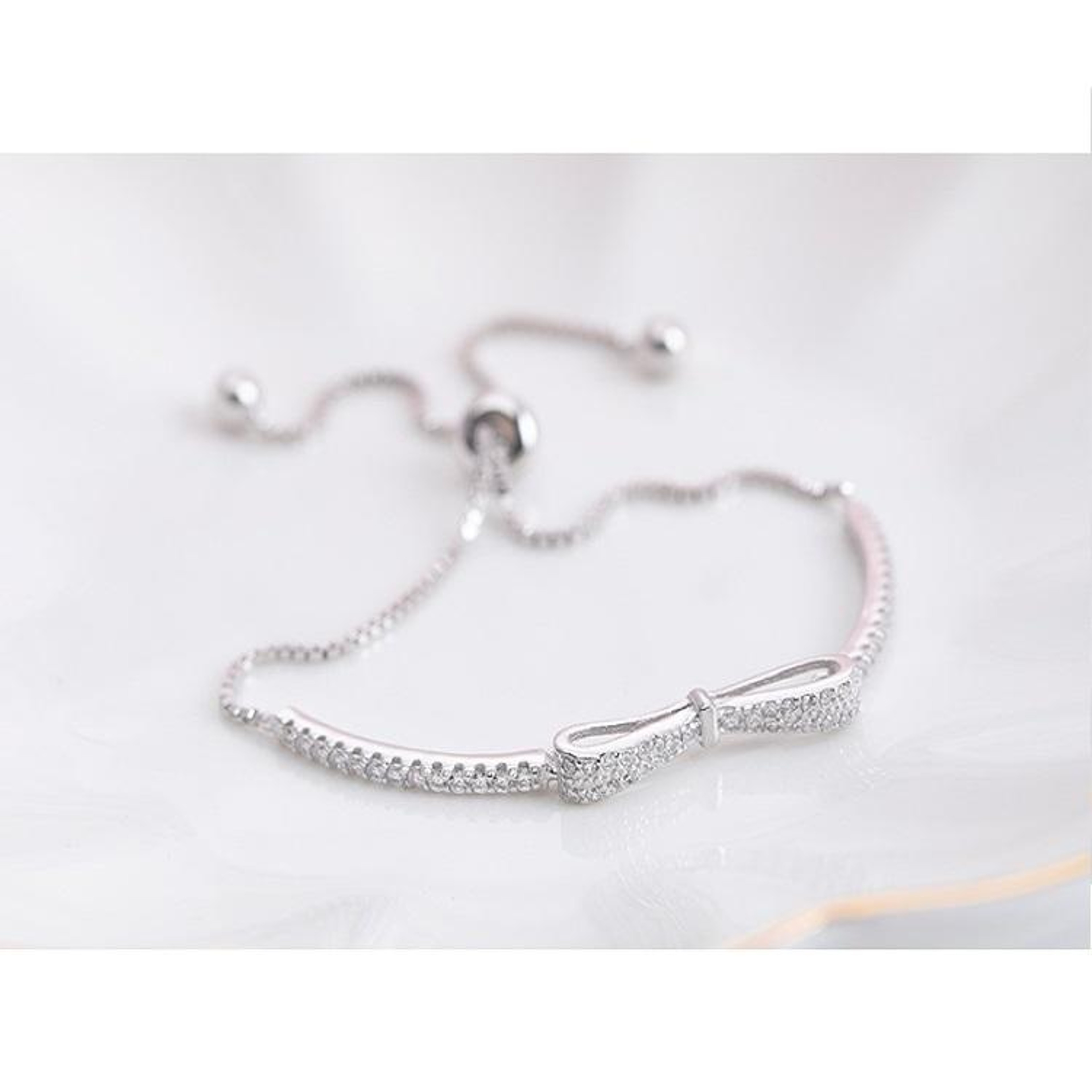 Silver Bowknot Stretch Bracelet For Girls 4