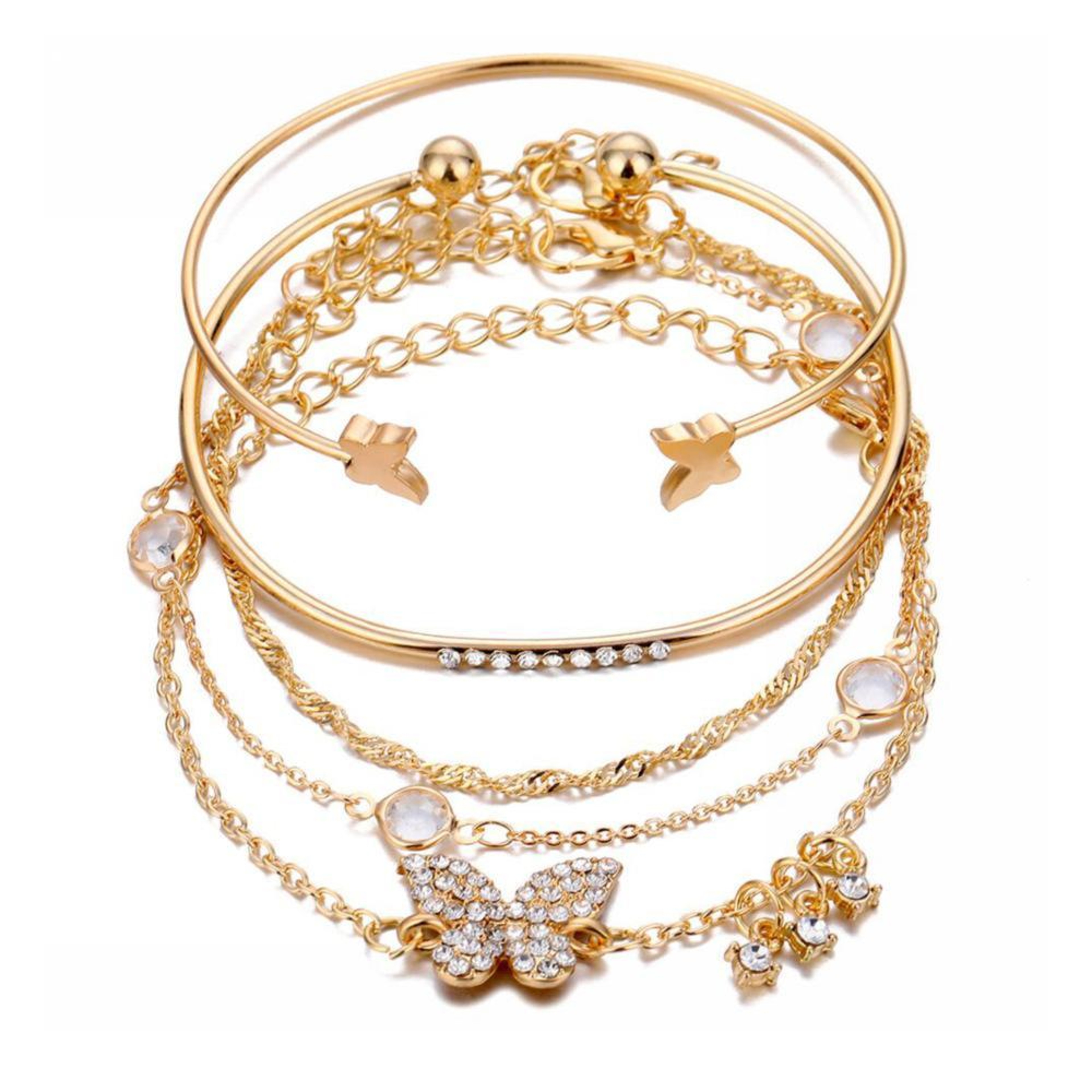 Bohemian Butterfly Bracelet Set Crystal Butterfly Bracelets Stackable Adjustable Cuff Bangles For W 5