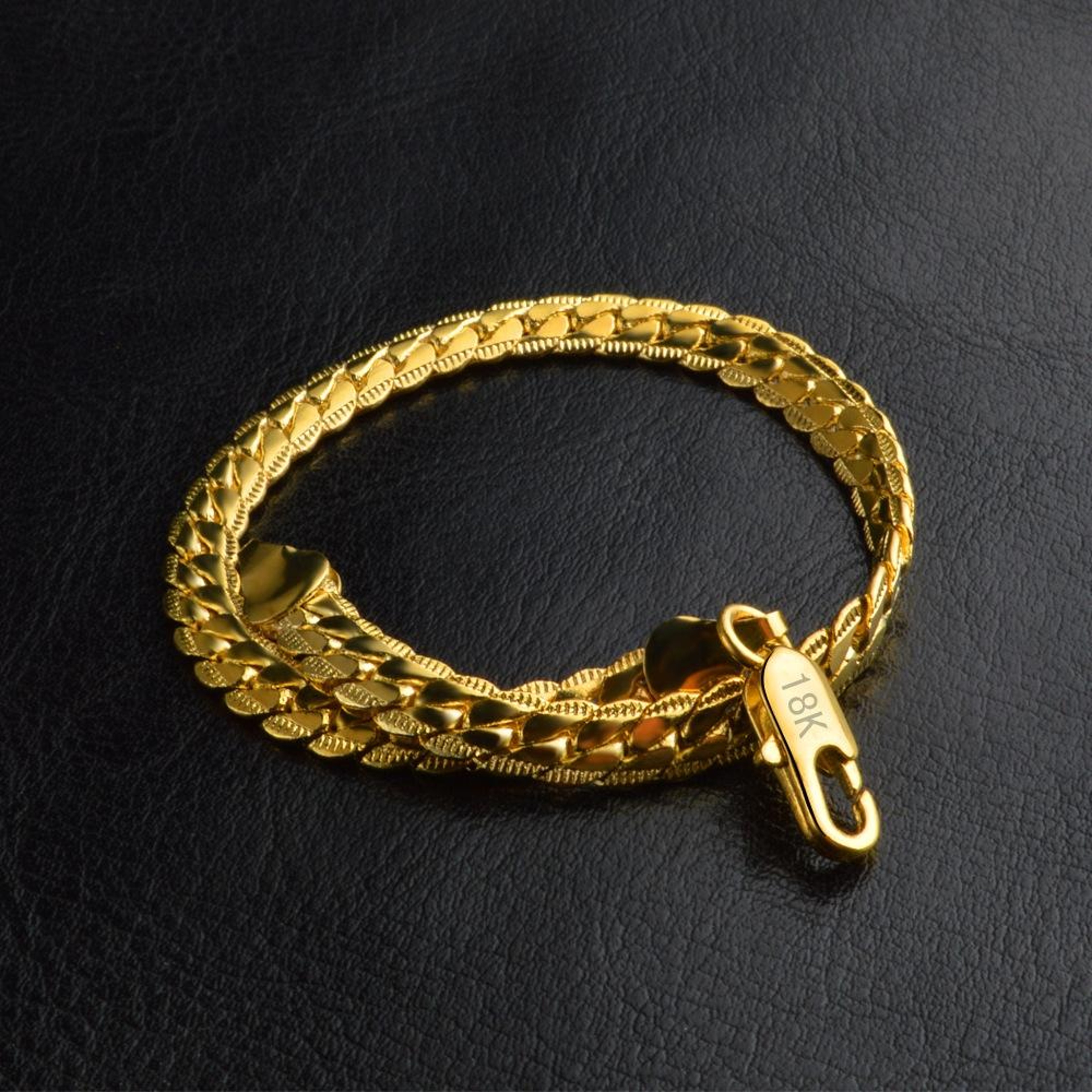 18K Gold Bracelet Minimalist Gold Chain Bracelet for Men and Women – view 3
