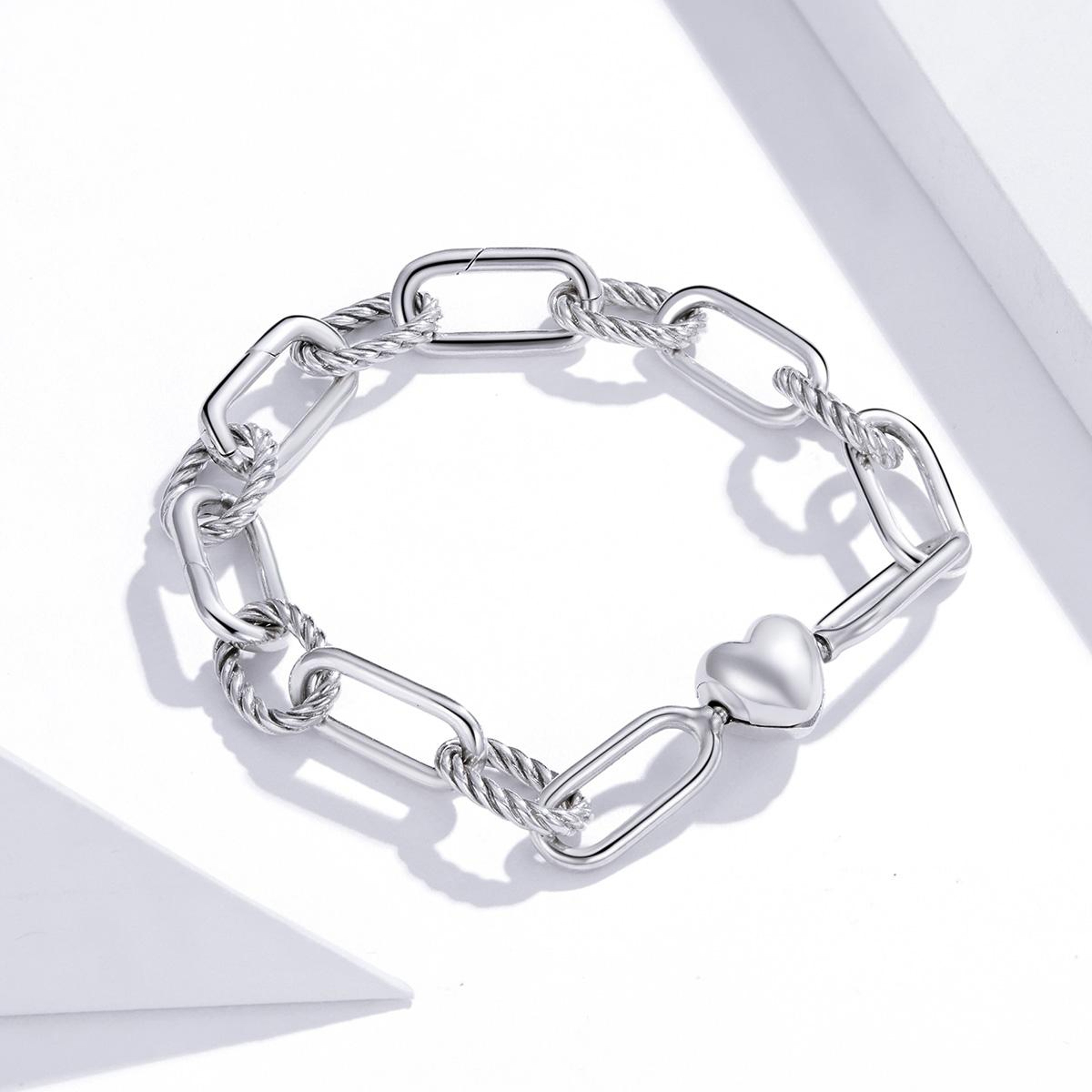 Sterling Silver Paperclip Love Bracelet Elegant Womens Jewelry Gift 2
