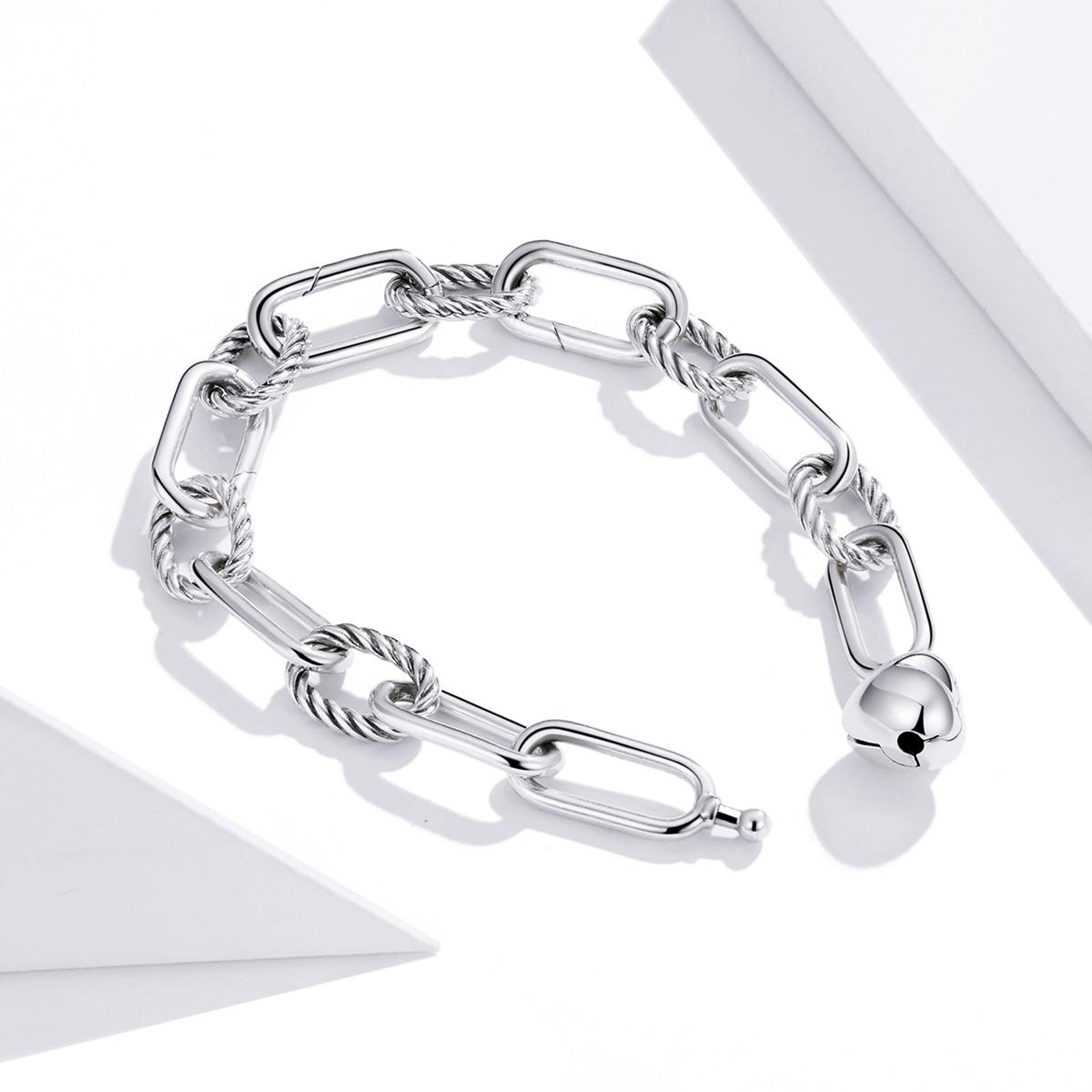 Sterling Silver Paperclip Love Bracelet Elegant Womens Jewelry Gift 3
