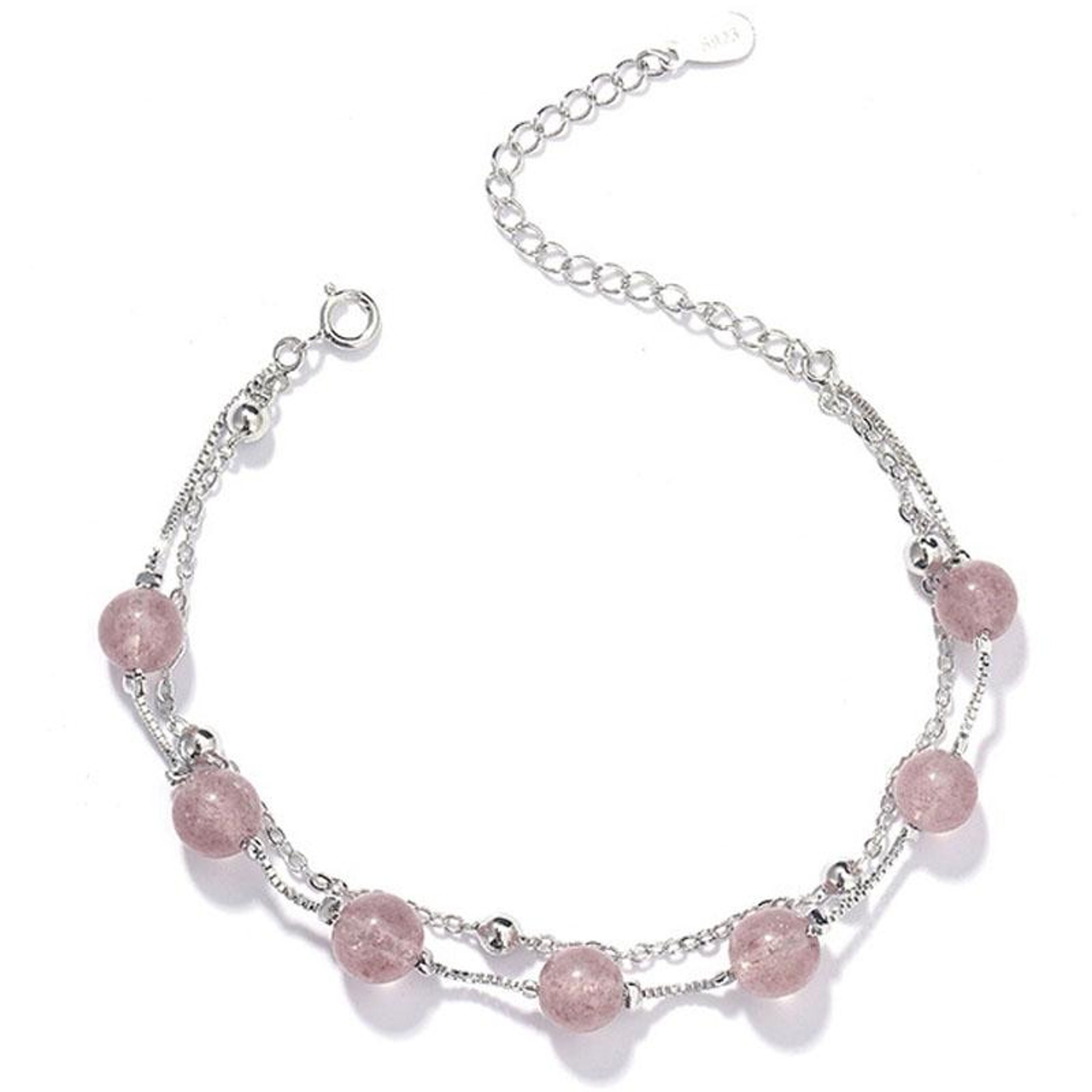 Silver Crystal Bracelet For Women Double Layer Natural Bead Jewelry 0