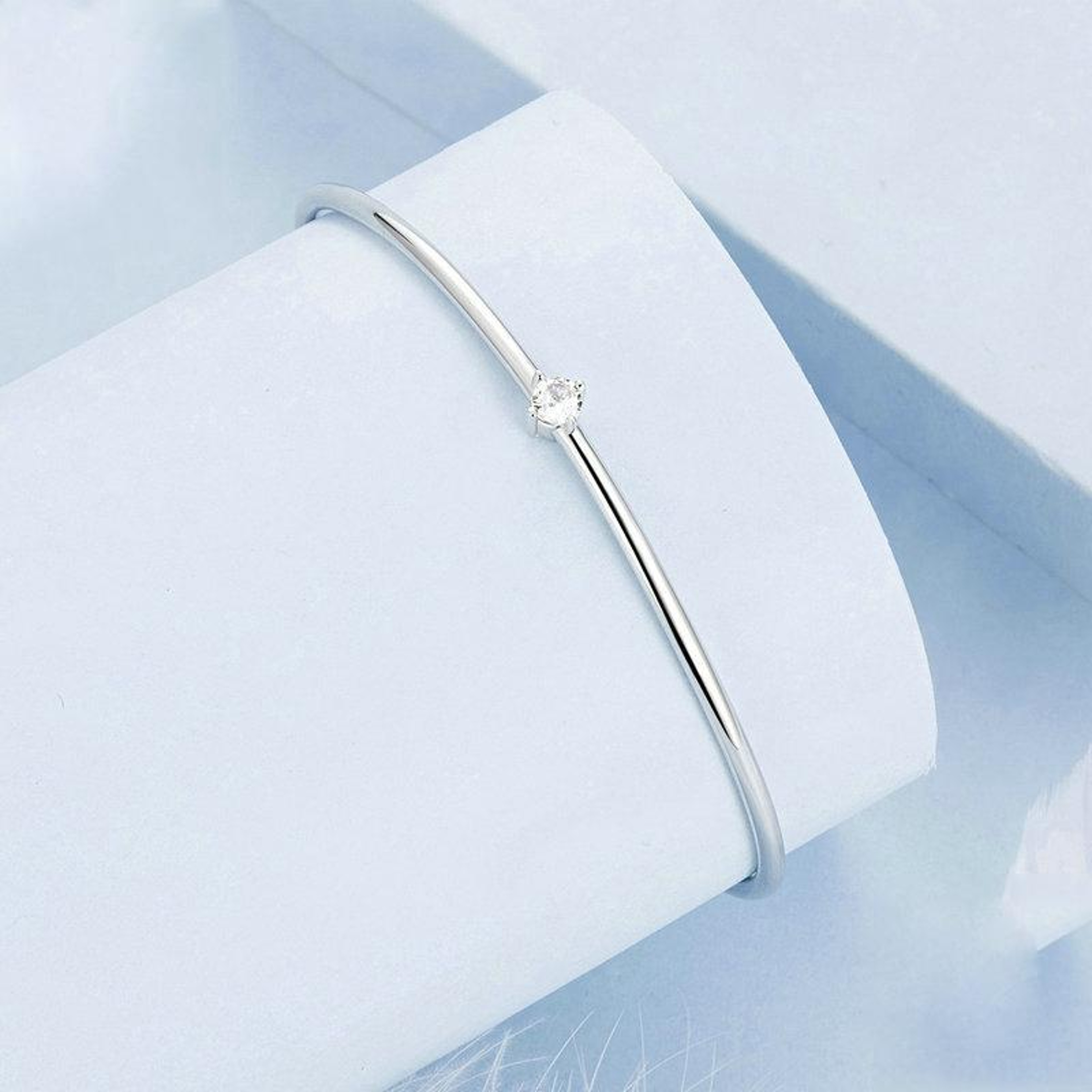 Silver Bracelet Platinum Plated Zircon Thin Bracelet For Women 2
