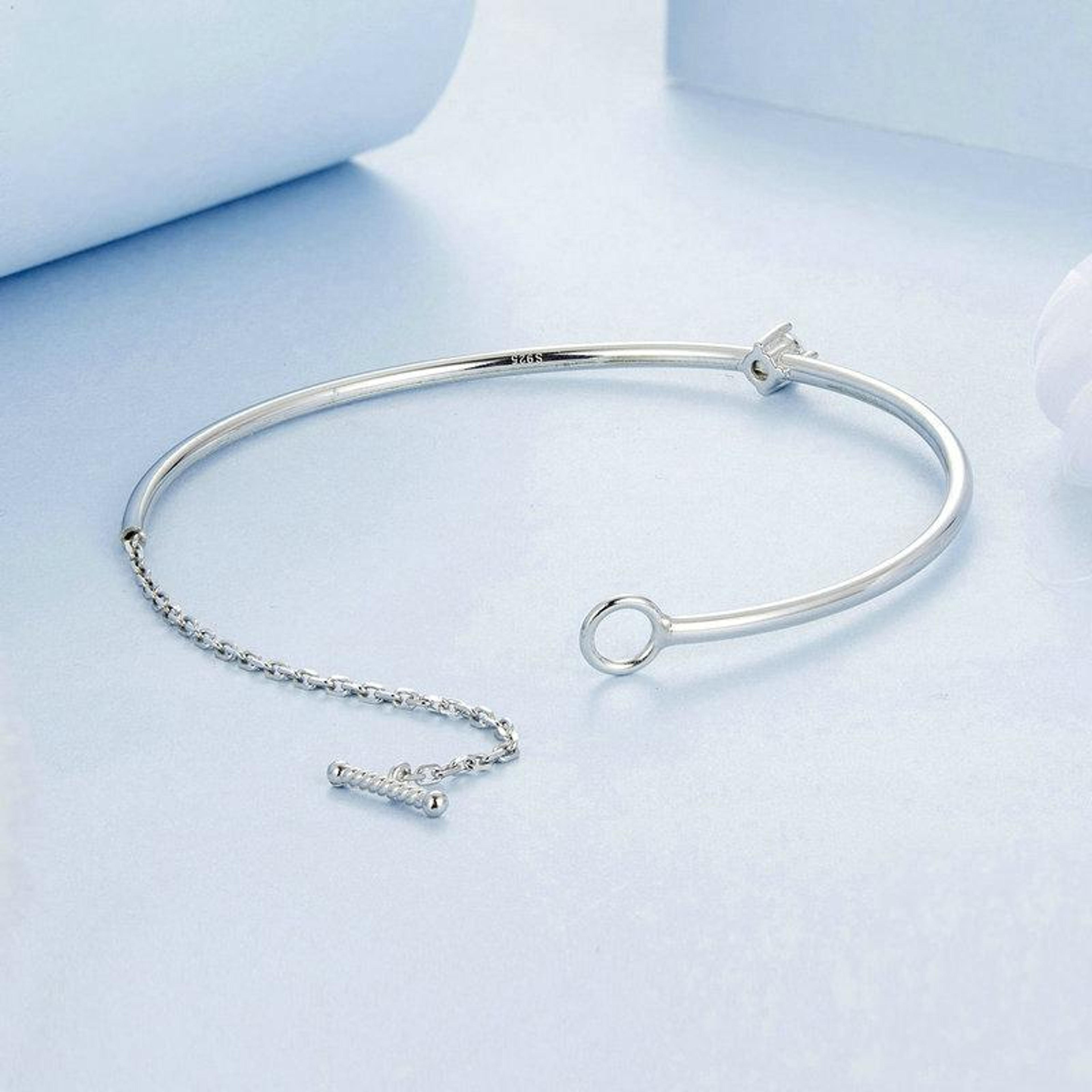 Silver Bracelet Platinum Plated Zircon Thin Bracelet For Women 5