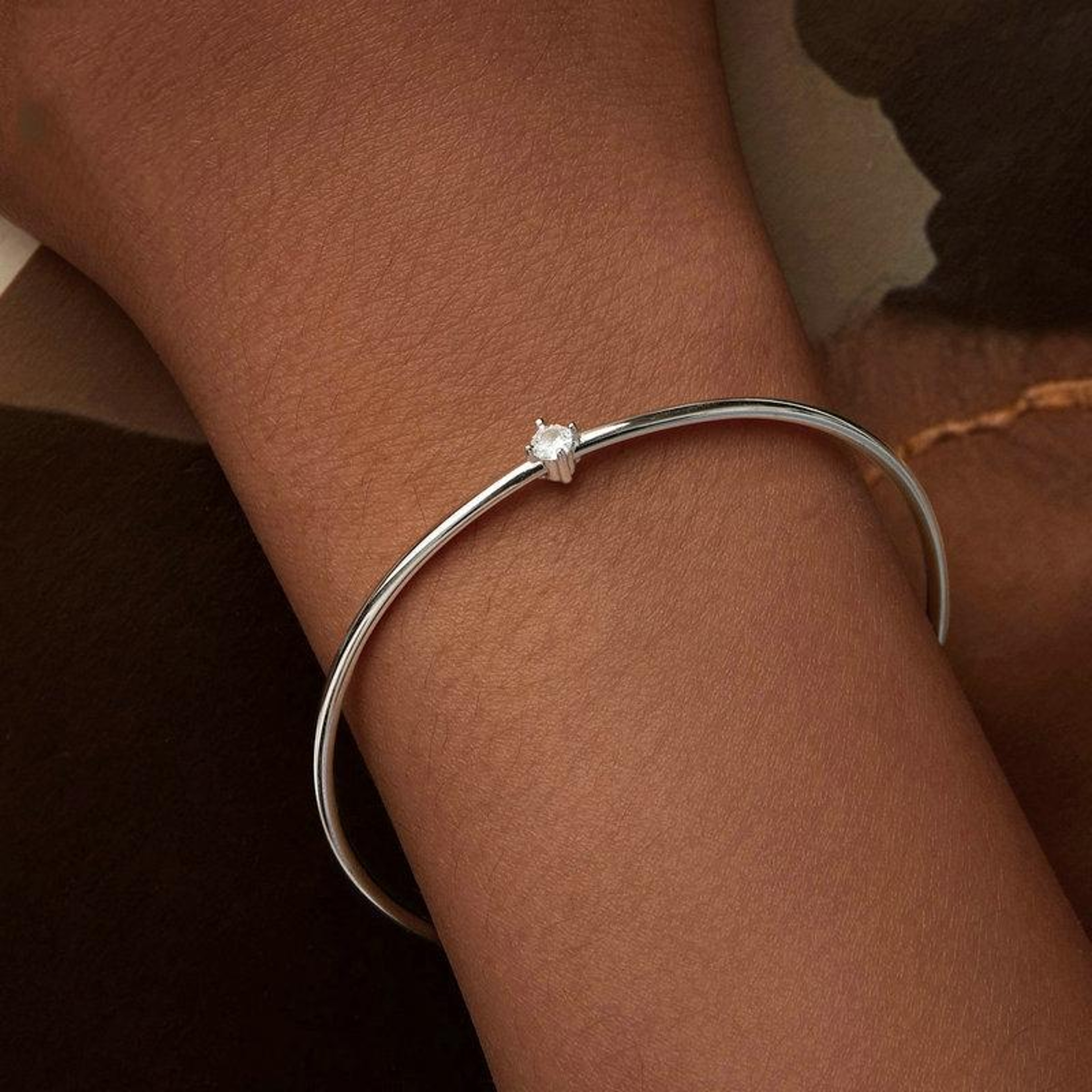 Silver Bracelet Platinum Plated Zircon Thin Bracelet For Women 0