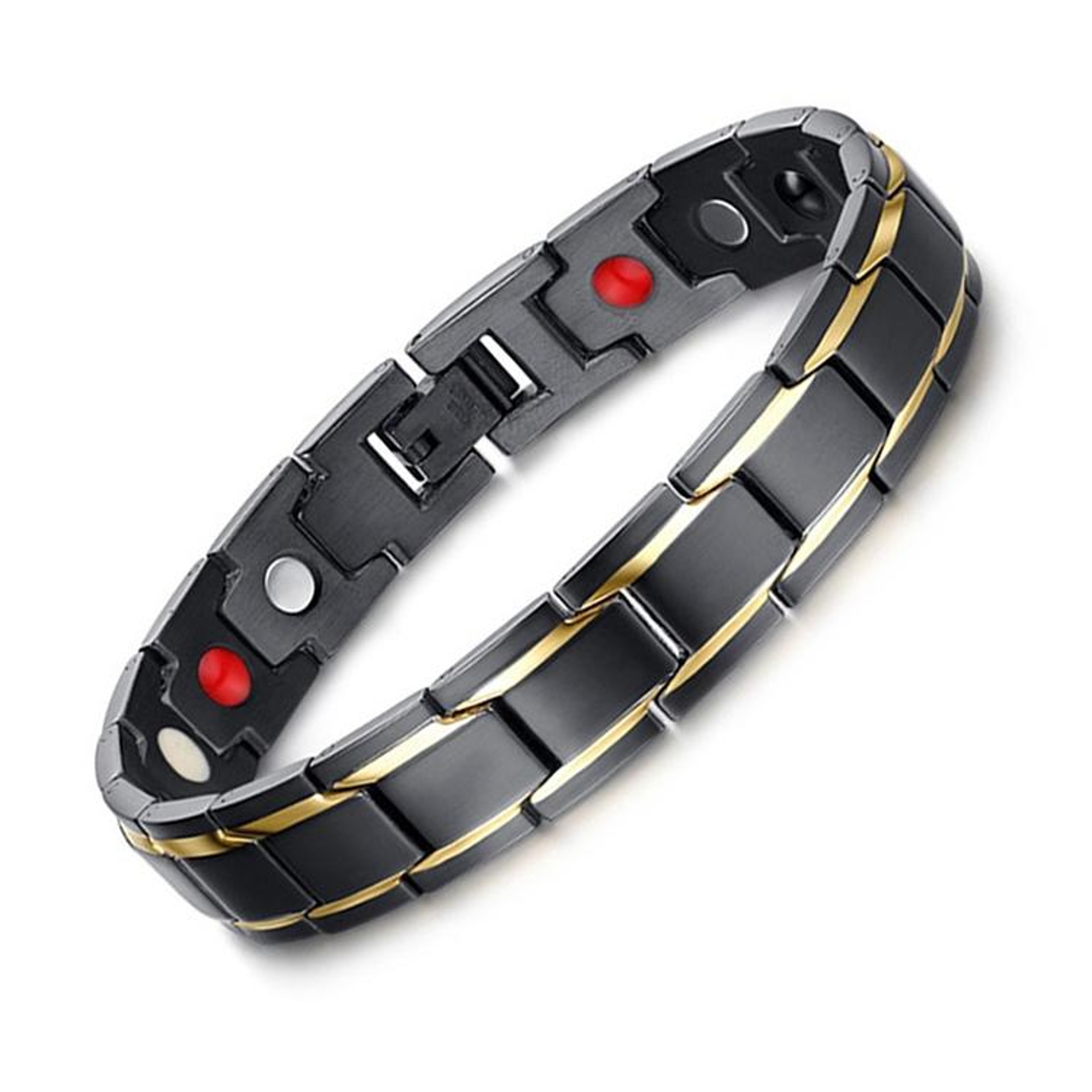Mens Stainless Steel Bracelet With Gold Plated Magnetic Link Design For Everyday Style 5