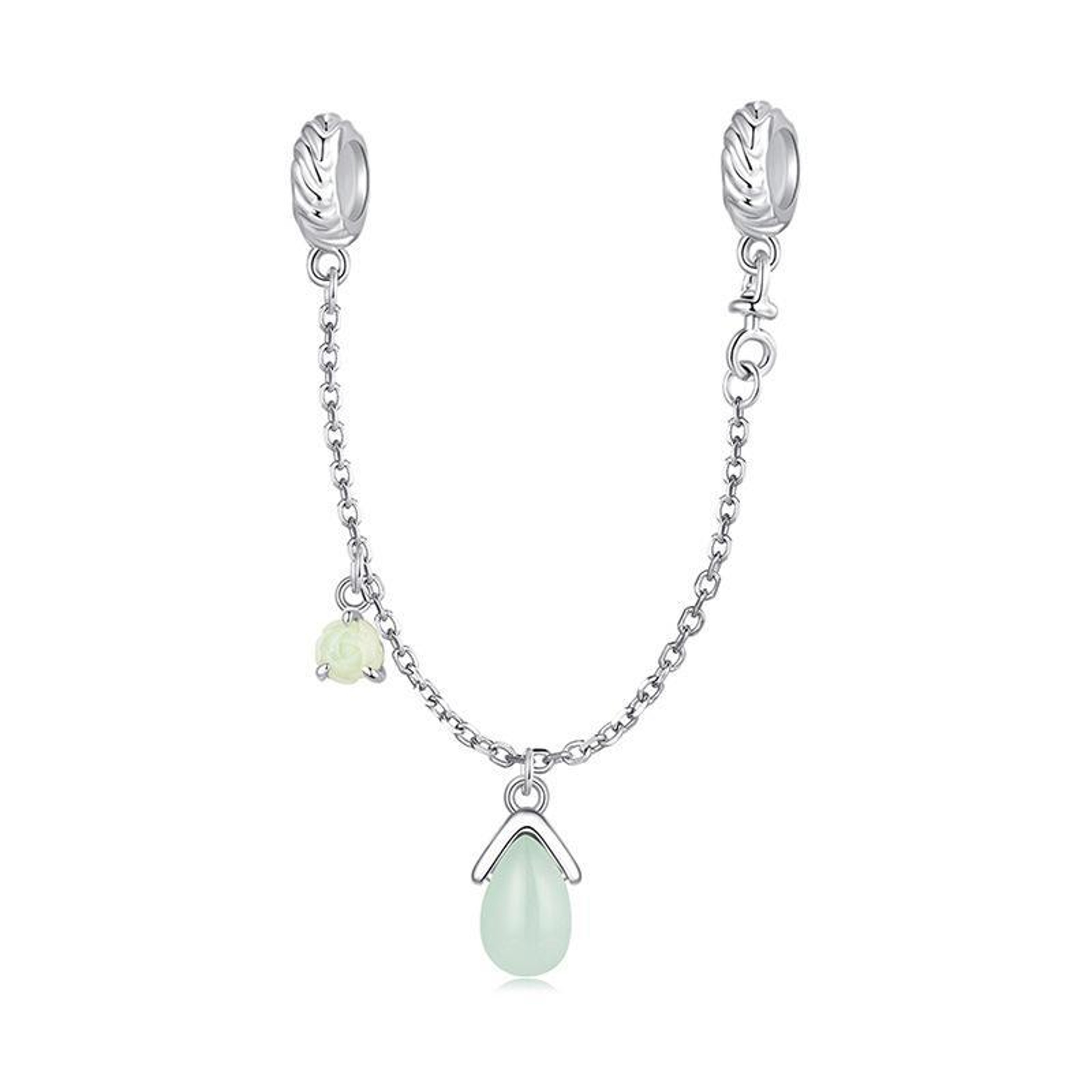Silver Safety Chain Water Drop Charm Bracelet Connector Bead 5