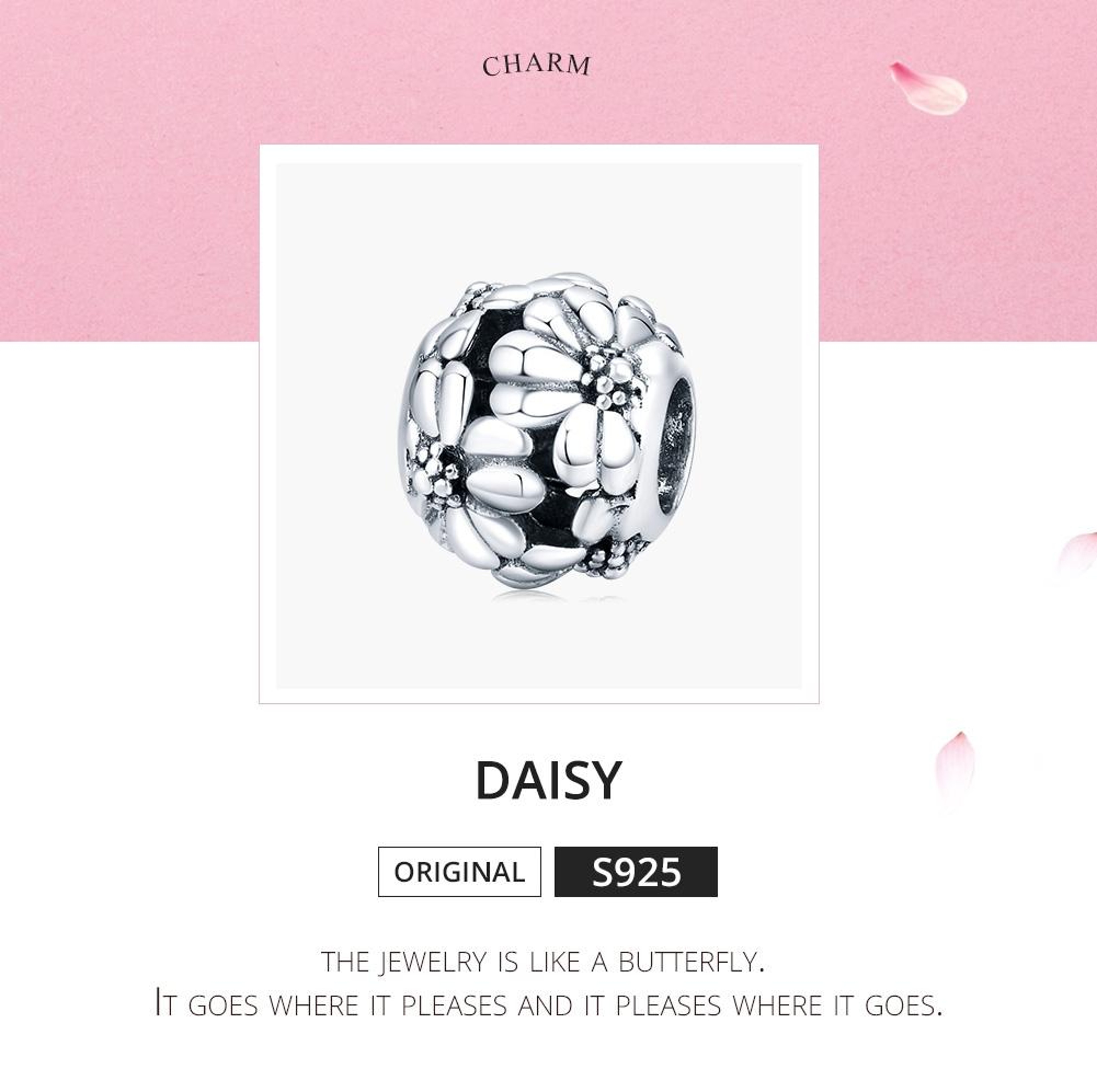 Silver Daisy Bead DIY Jewelry Charm For Bracelet Necklace Making 3