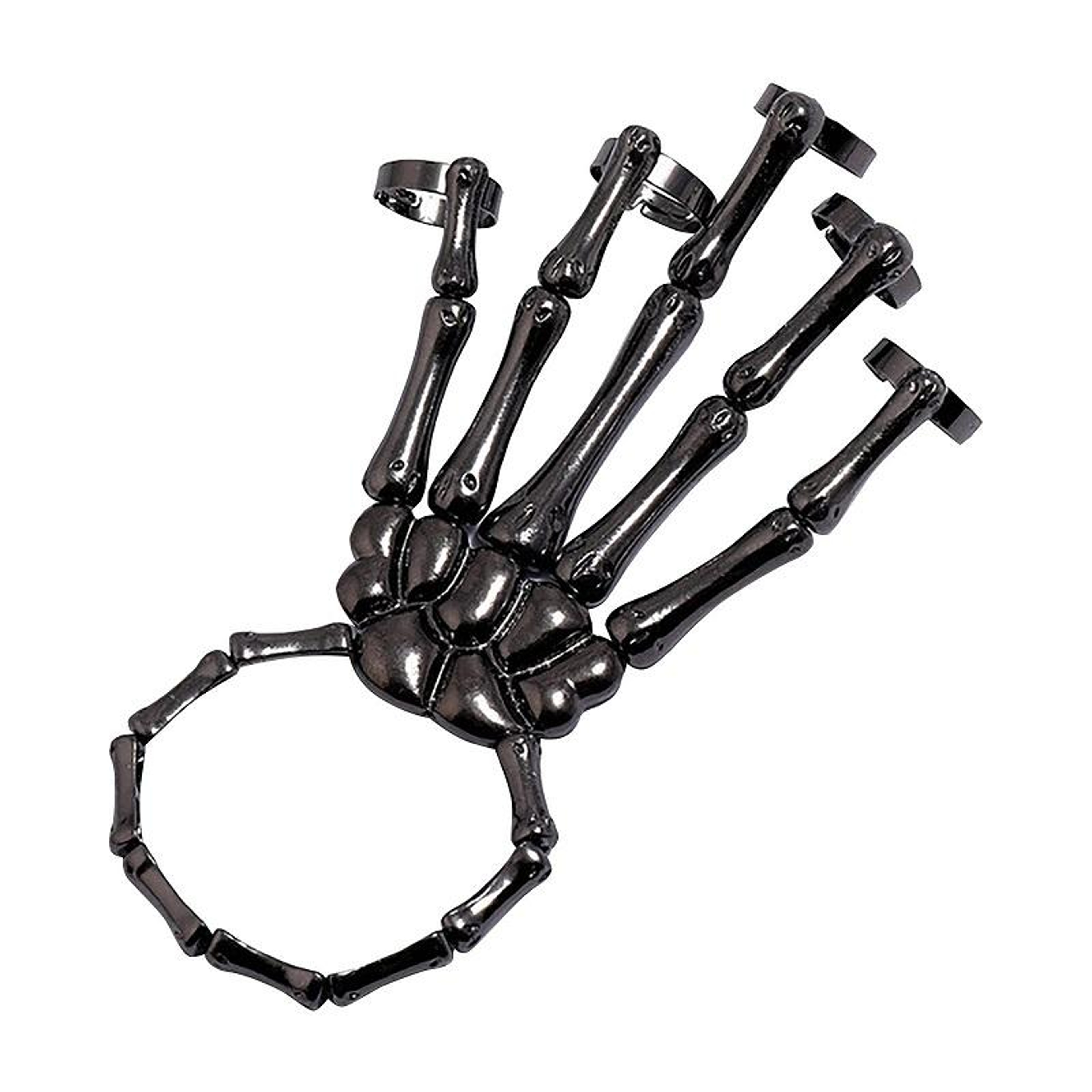 Punk Skull Hand Bone Five Finger Ring Adjustable Skull Ring Gothic Jewelry 6