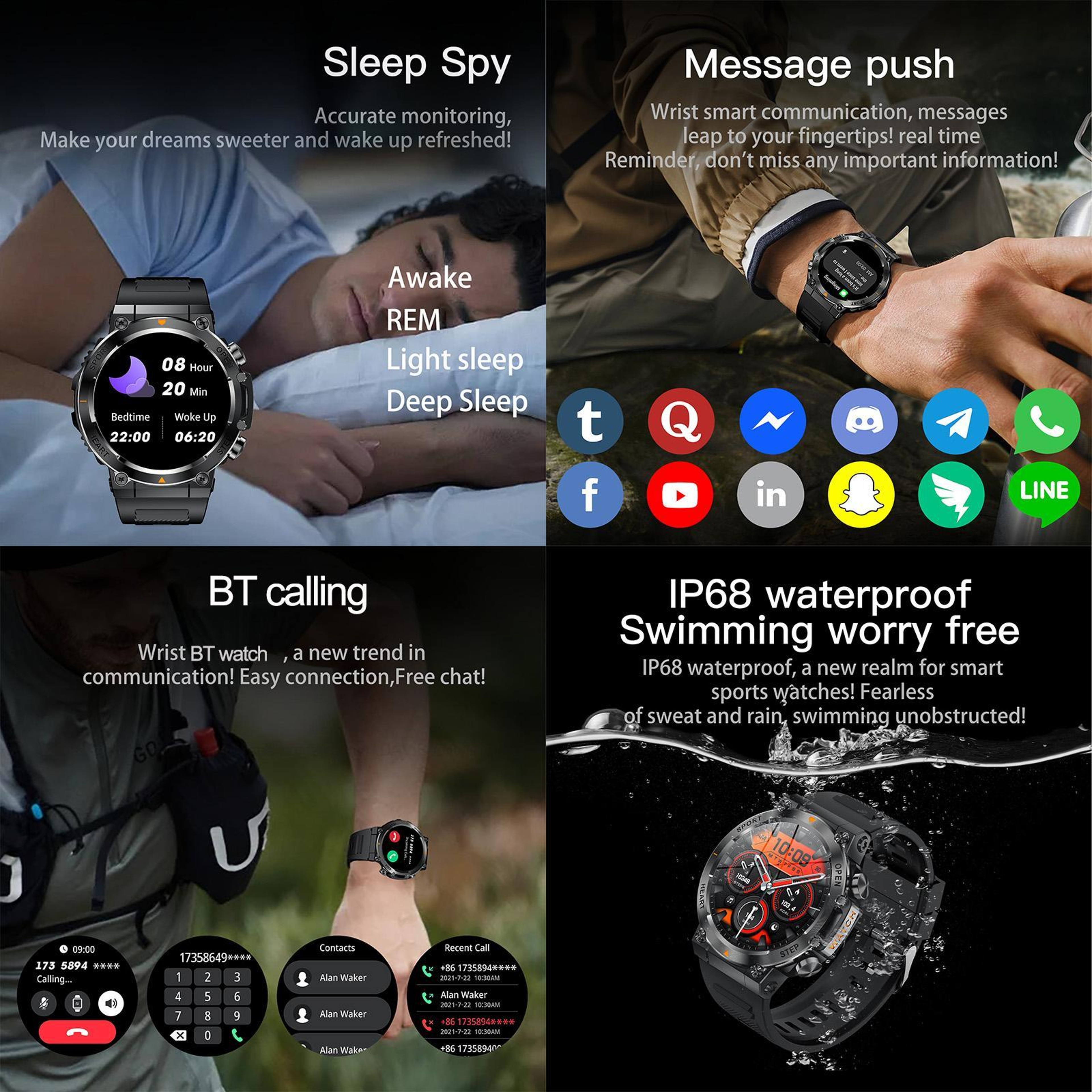 AK61 Bluetooth Smart Watch With BT Calling Fitness Tracker And Health Monitoring Watch 9