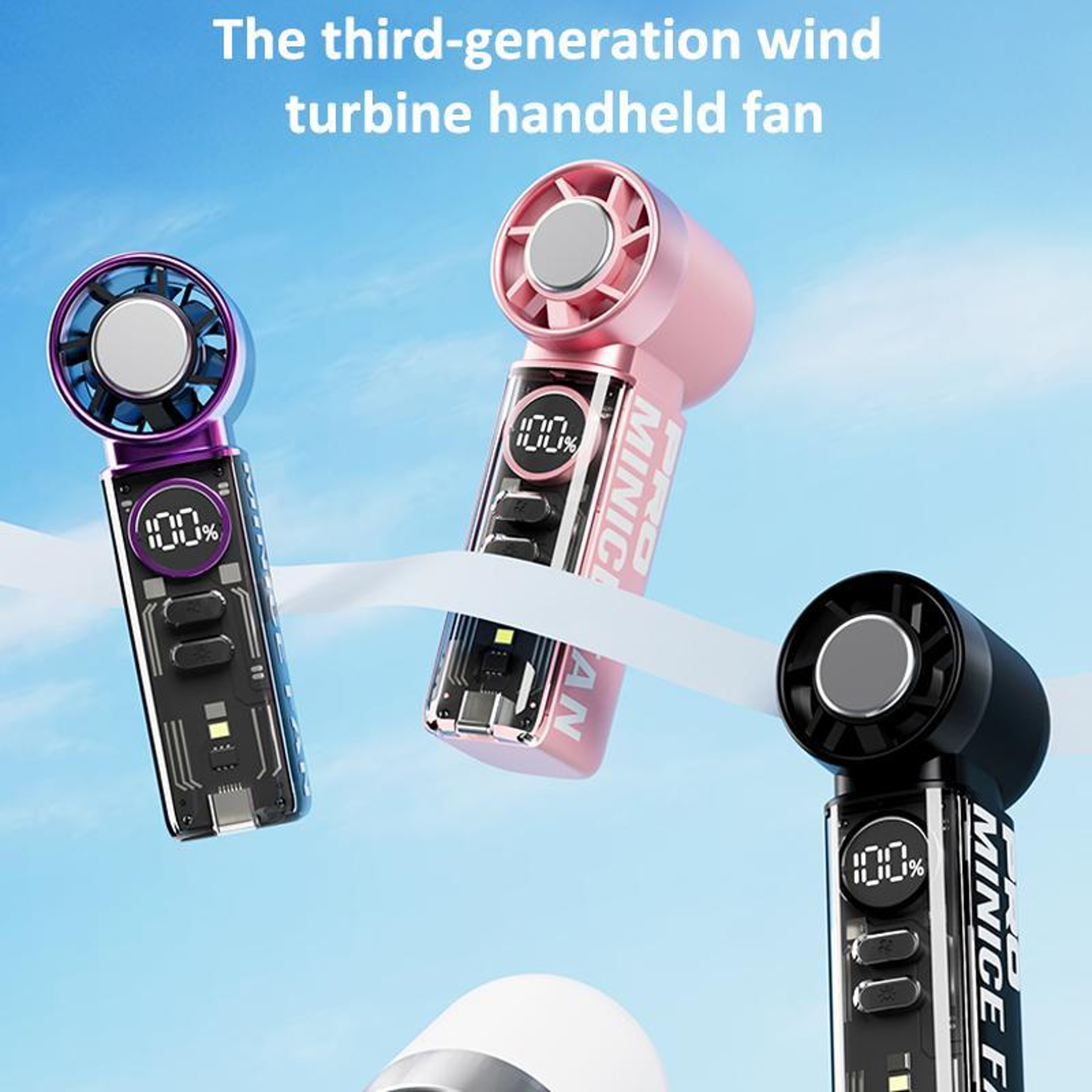 K824 High Speed Handheld Fan Rechargeable Portable Mini Fan With 3000mAh Battery And Turbo Cooling 6