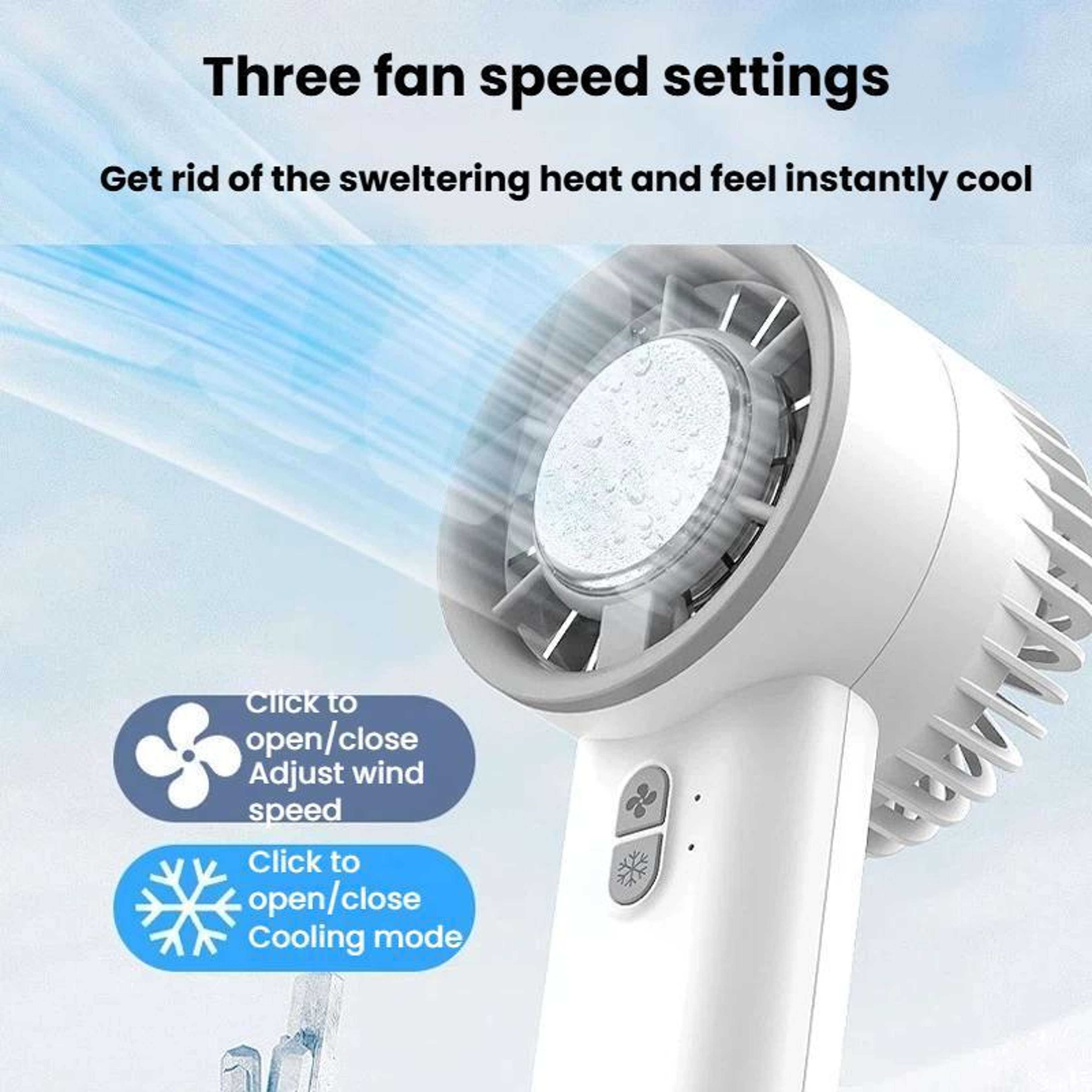 Portable Ice Cooling Fan Rechargeable Handheld Fan With Semiconductor Cooling Desktop Turbo Air Coo 3