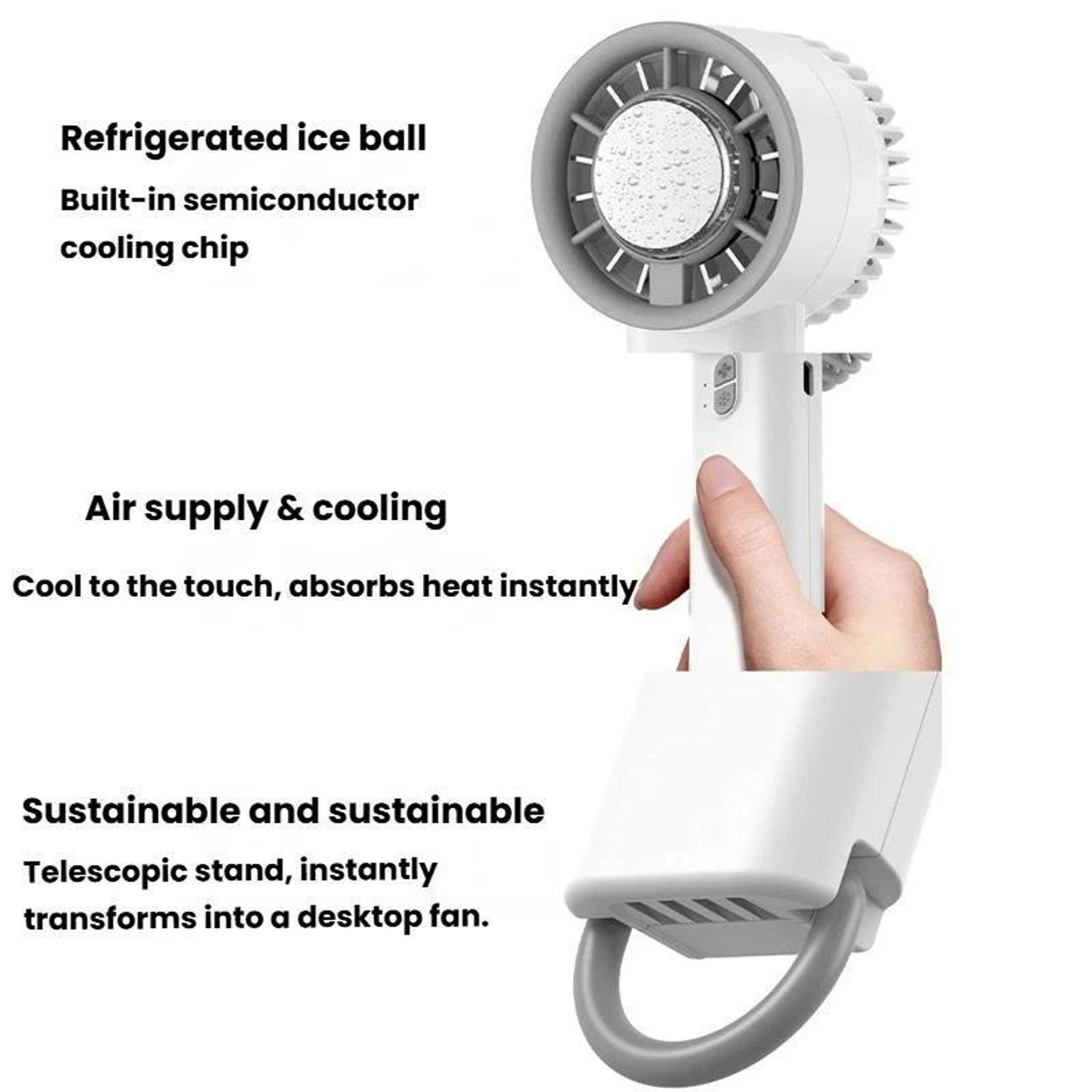 Portable Ice Cooling Fan Rechargeable Handheld Fan With Semiconductor Cooling Desktop Turbo Air Coo 6