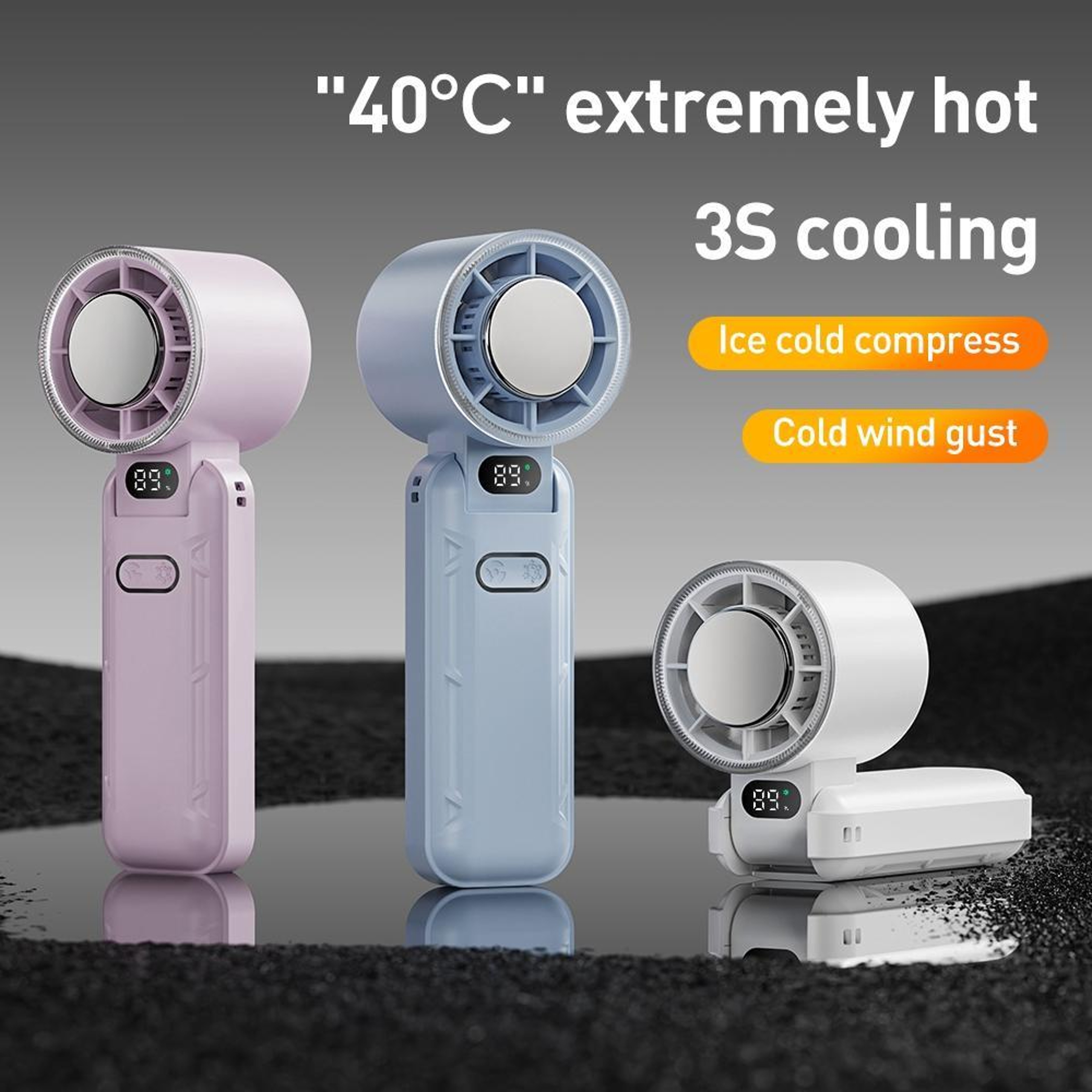 Portable Folding Handheld Fan With Ice Cooling Rechargeable Mini Fan And Type C Charging 4
