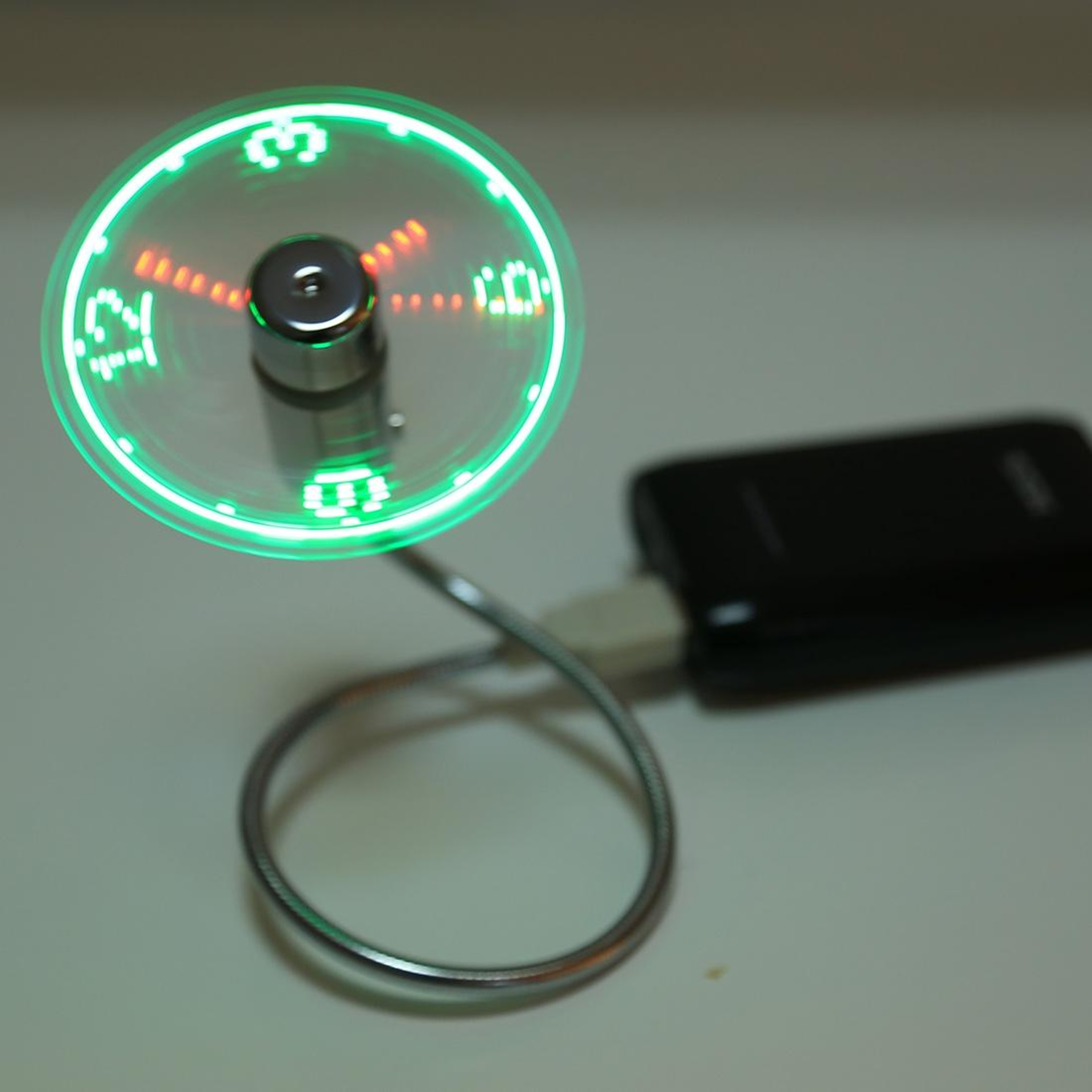 USB Clock Fan With LED Time Display Flexible USB LED Fan For Laptop PC Office 0