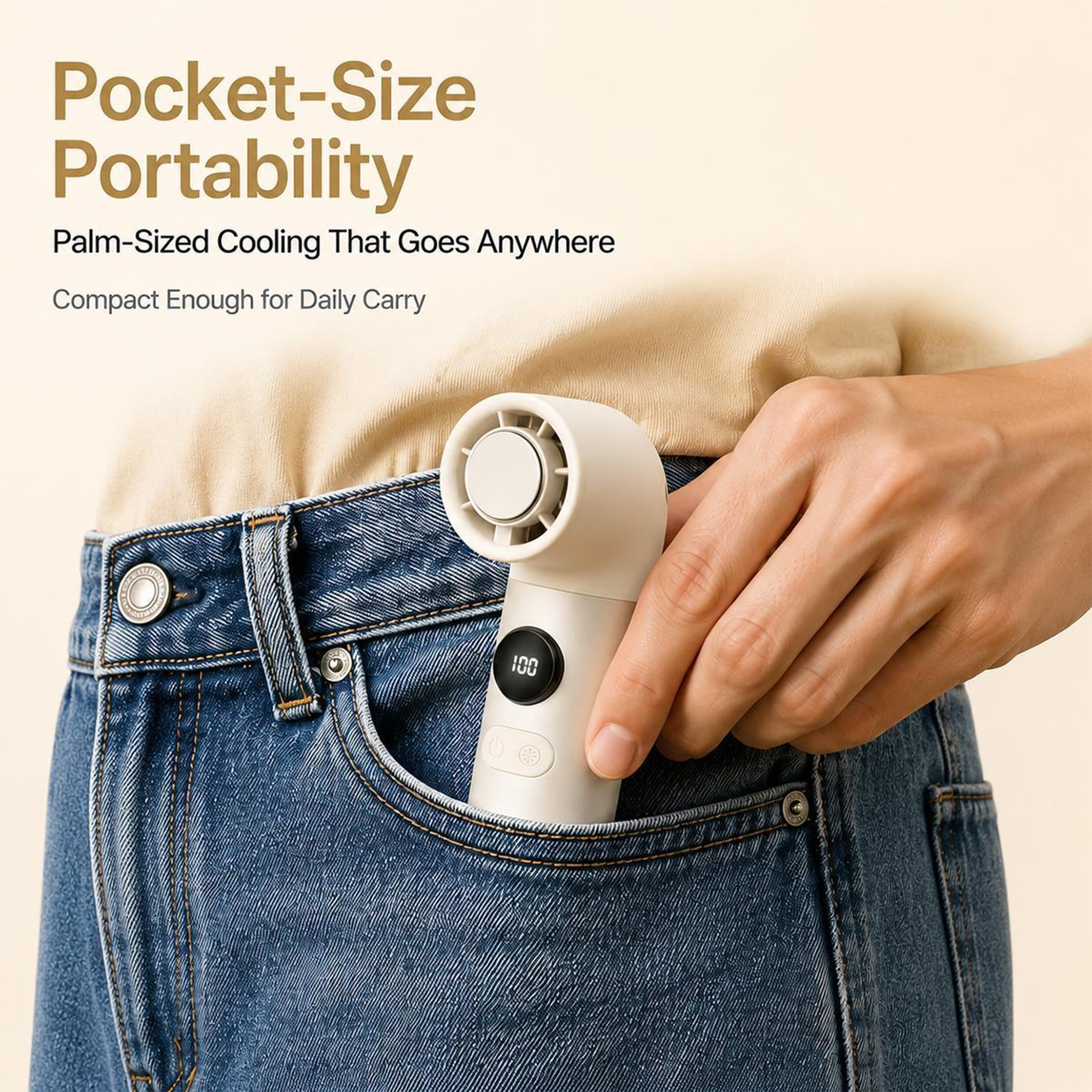 H27 Portable Handheld Fan With Digital Display Mini Cooling Fan USB Type C Rechargeable 7