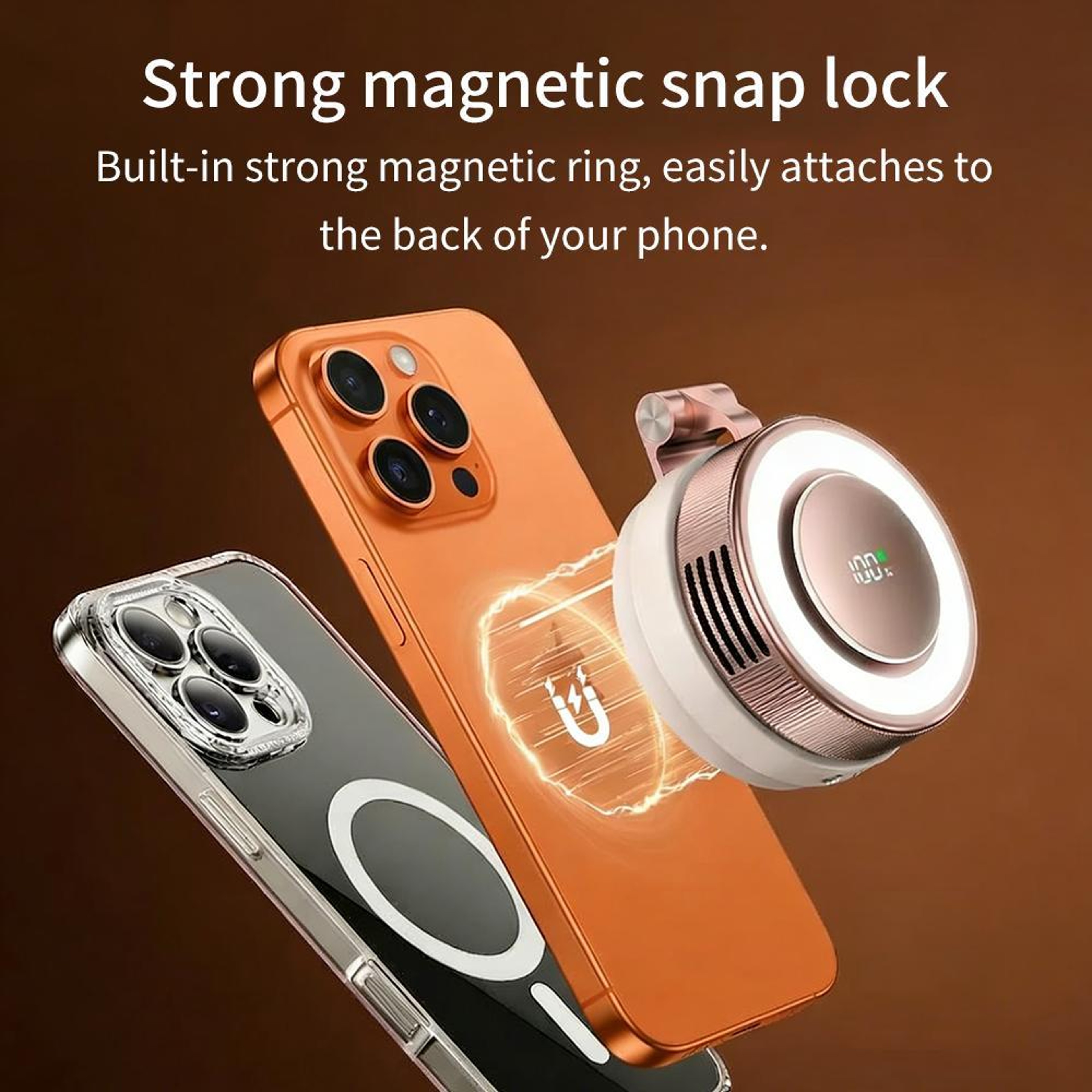 Mini Magnetic Fan Portable Cooling Fan With 5 Speed Rechargeable USB Desk Fan And LED Light 2