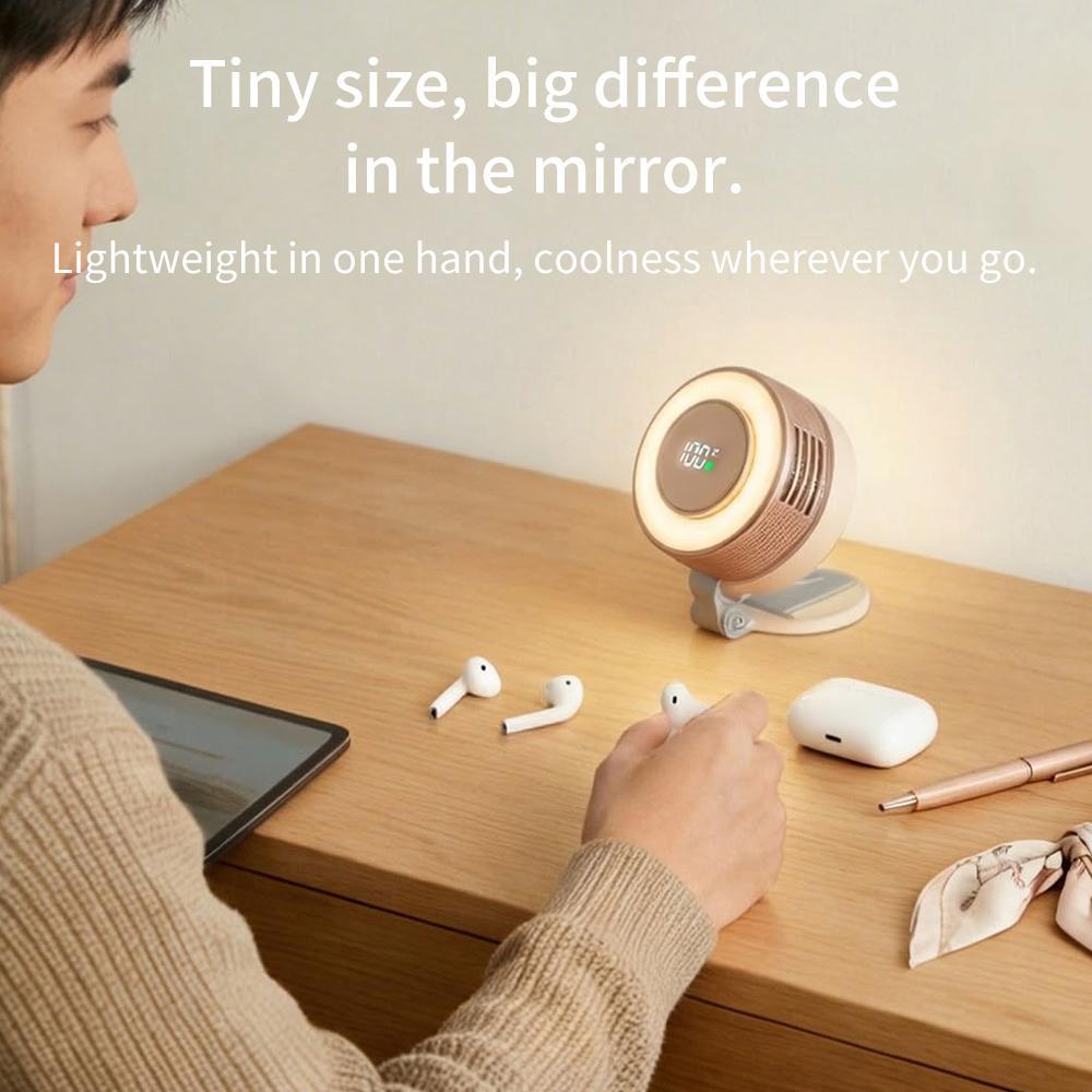Mini Magnetic Fan Portable Cooling Fan With 5 Speed Rechargeable USB Desk Fan And LED Light 5
